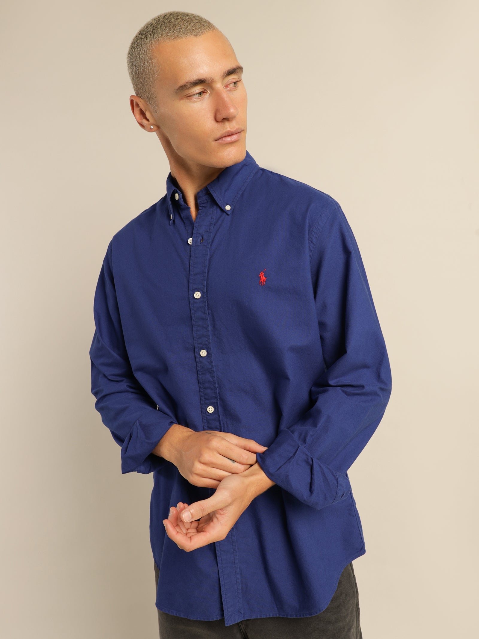 Polo Custom Fit Oxford Shirt in Sporting Royal