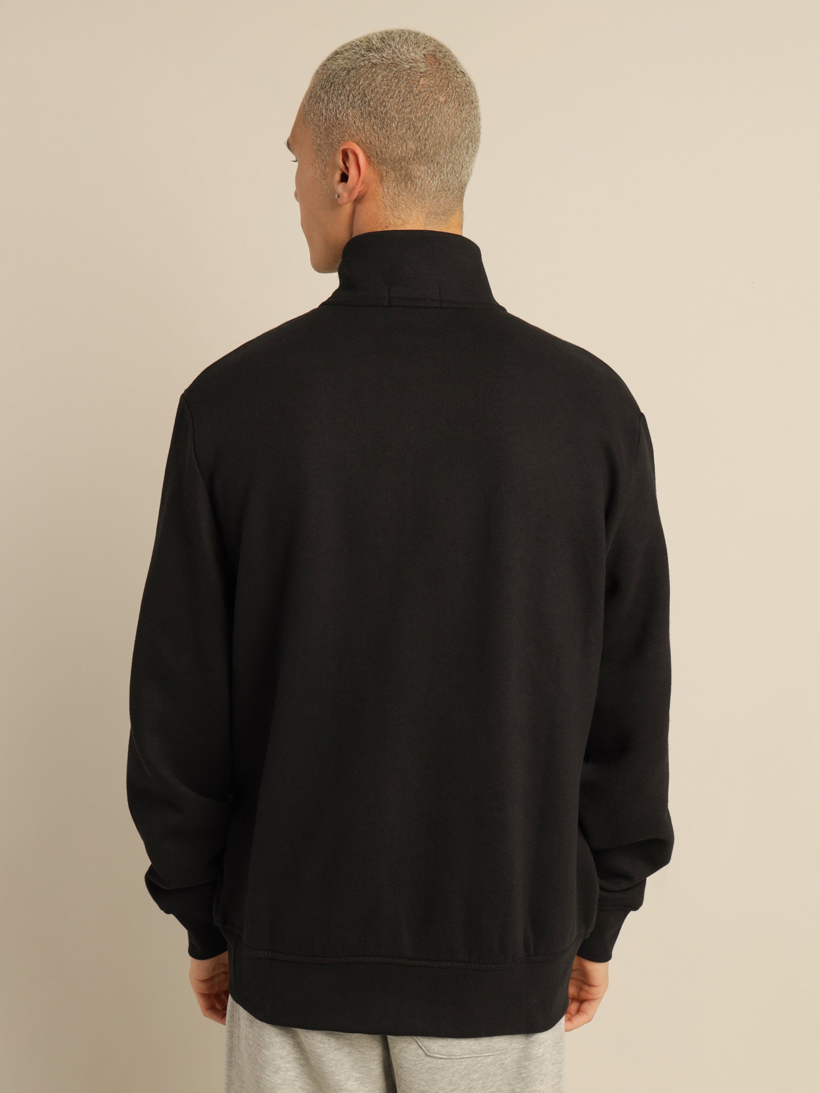 Polo Quarter Zip Fleece in Black