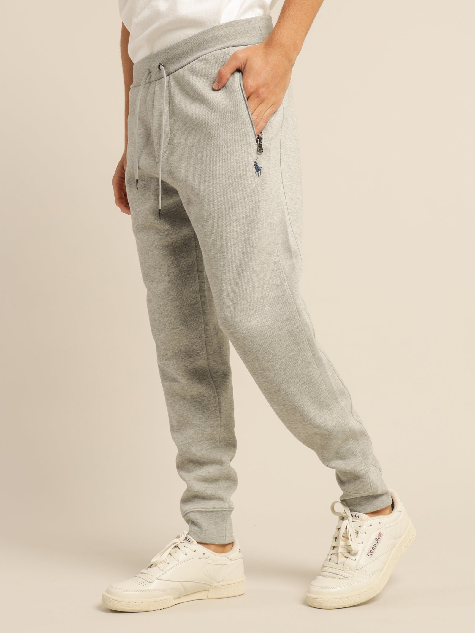 Polo Double Knit Jogger Pant in Grey