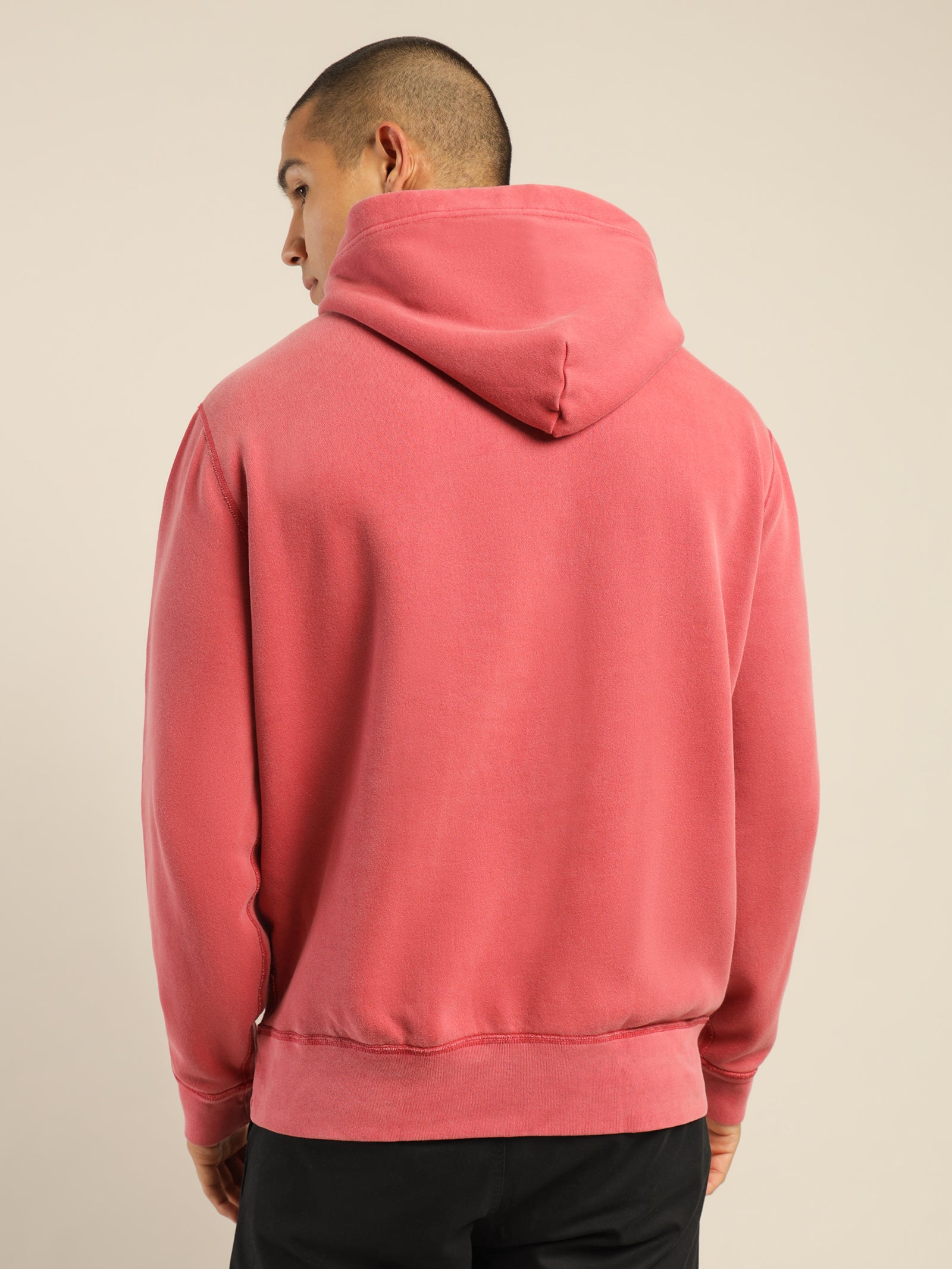 Polo Garment Dyed Fleece Hoodie in Northwest Deep Red