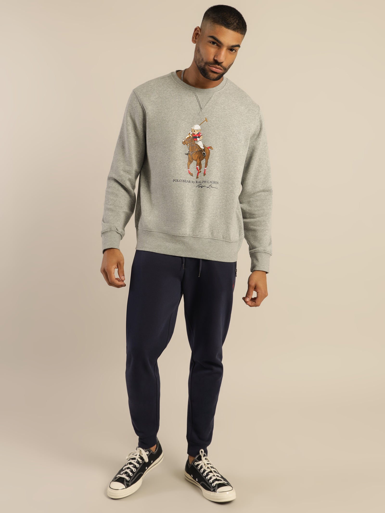 Polo Bear Fleece Crew in Andover Grey