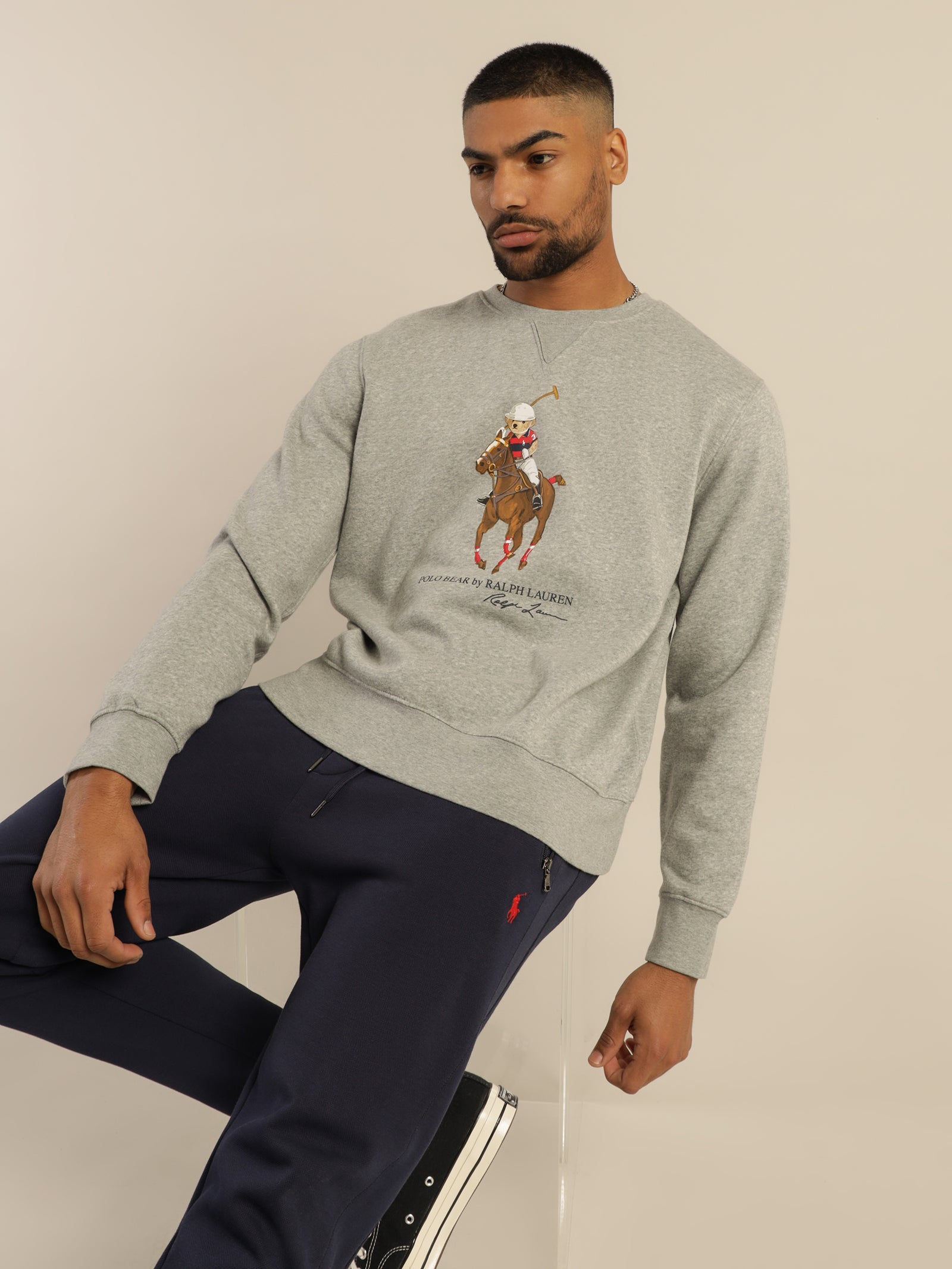 Polo Bear Fleece Crew in Andover Grey