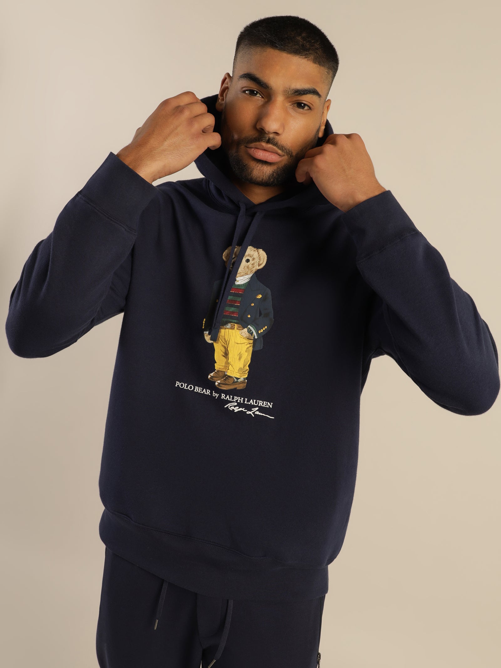 Polo Bear Fleece Hoodie in Cruise Navy