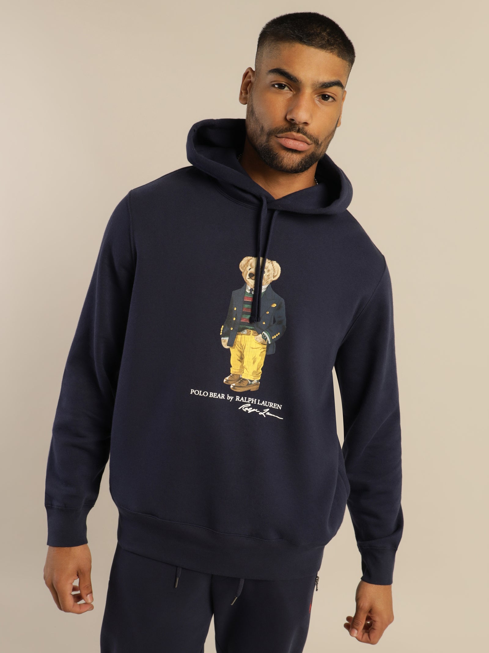 Polo Bear Fleece Hoodie in Cruise Navy