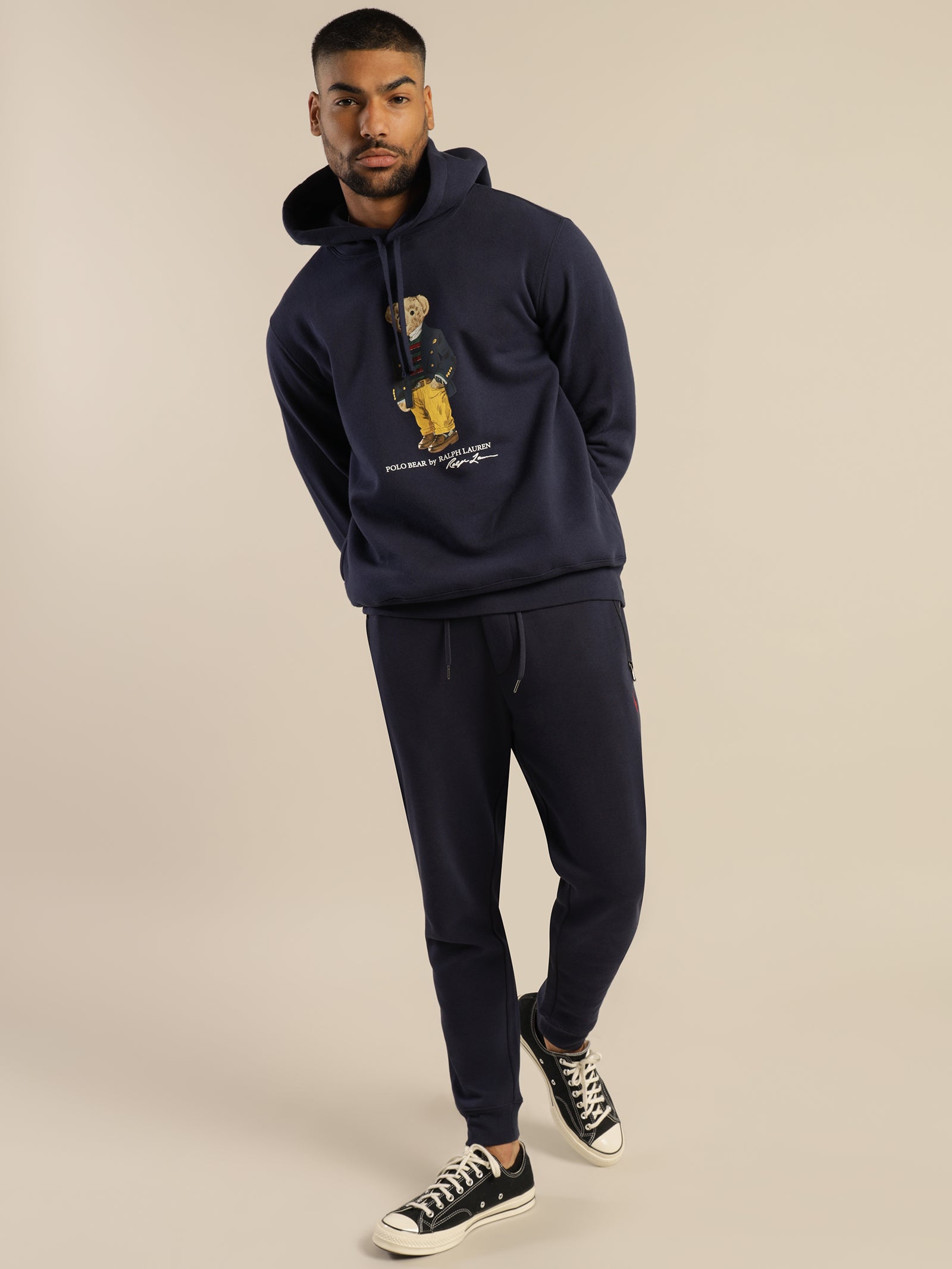 Polo Bear Fleece Hoodie in Cruise Navy