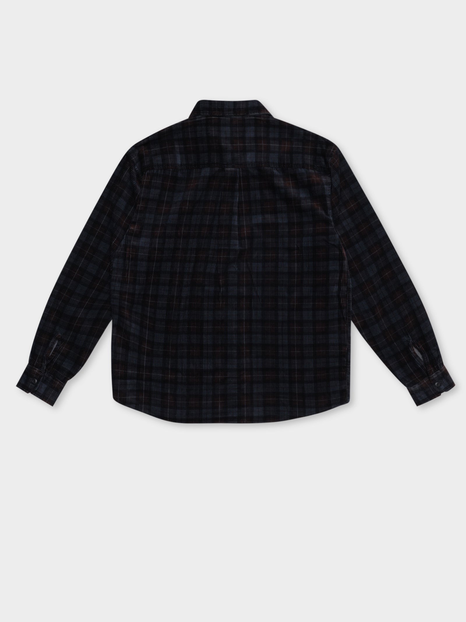 Corduroy Long Sleeve Flint Shirt in Muted Navy Plaid