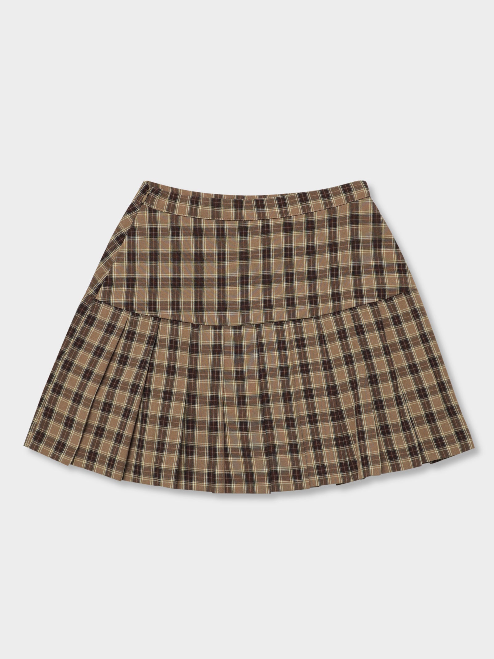 Jessie Pleated Skirt in Brown Check