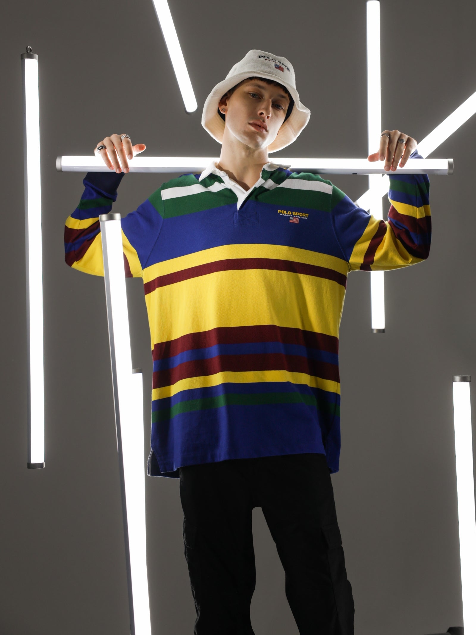 Polo Sport Long Sleeve Rugby Shirt in Canary Yellow Multi - Glue Store