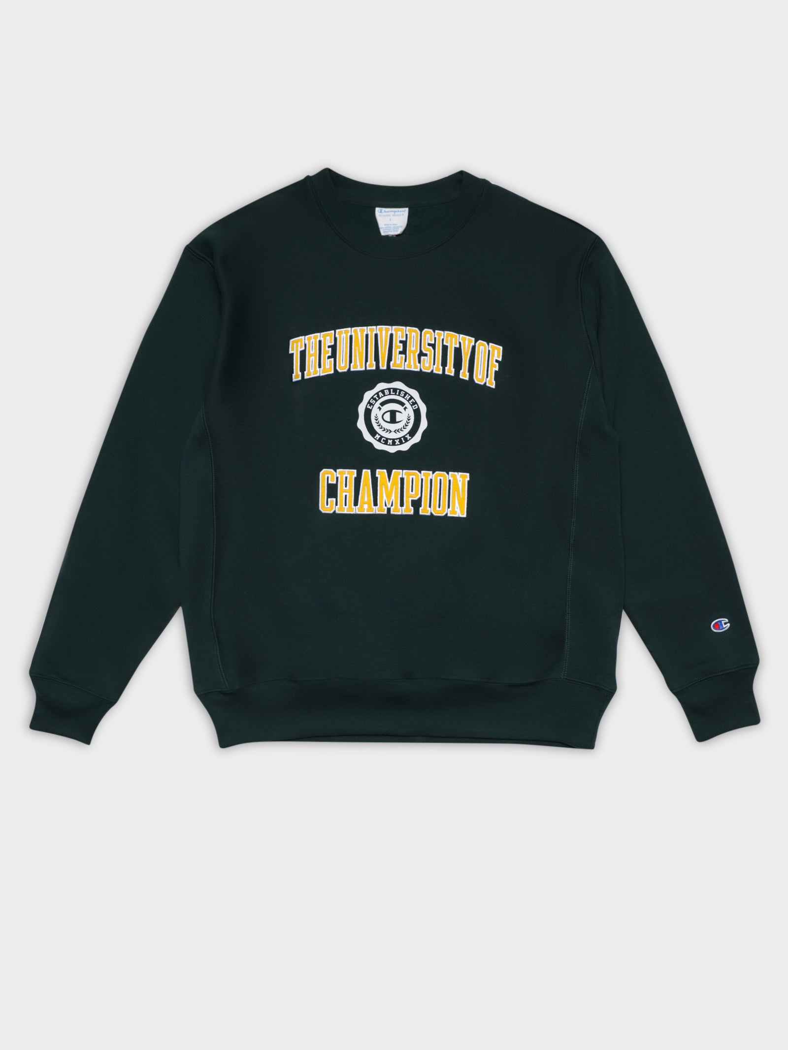 Reverse Weave Champion Uni Crewneck in Midfield Green