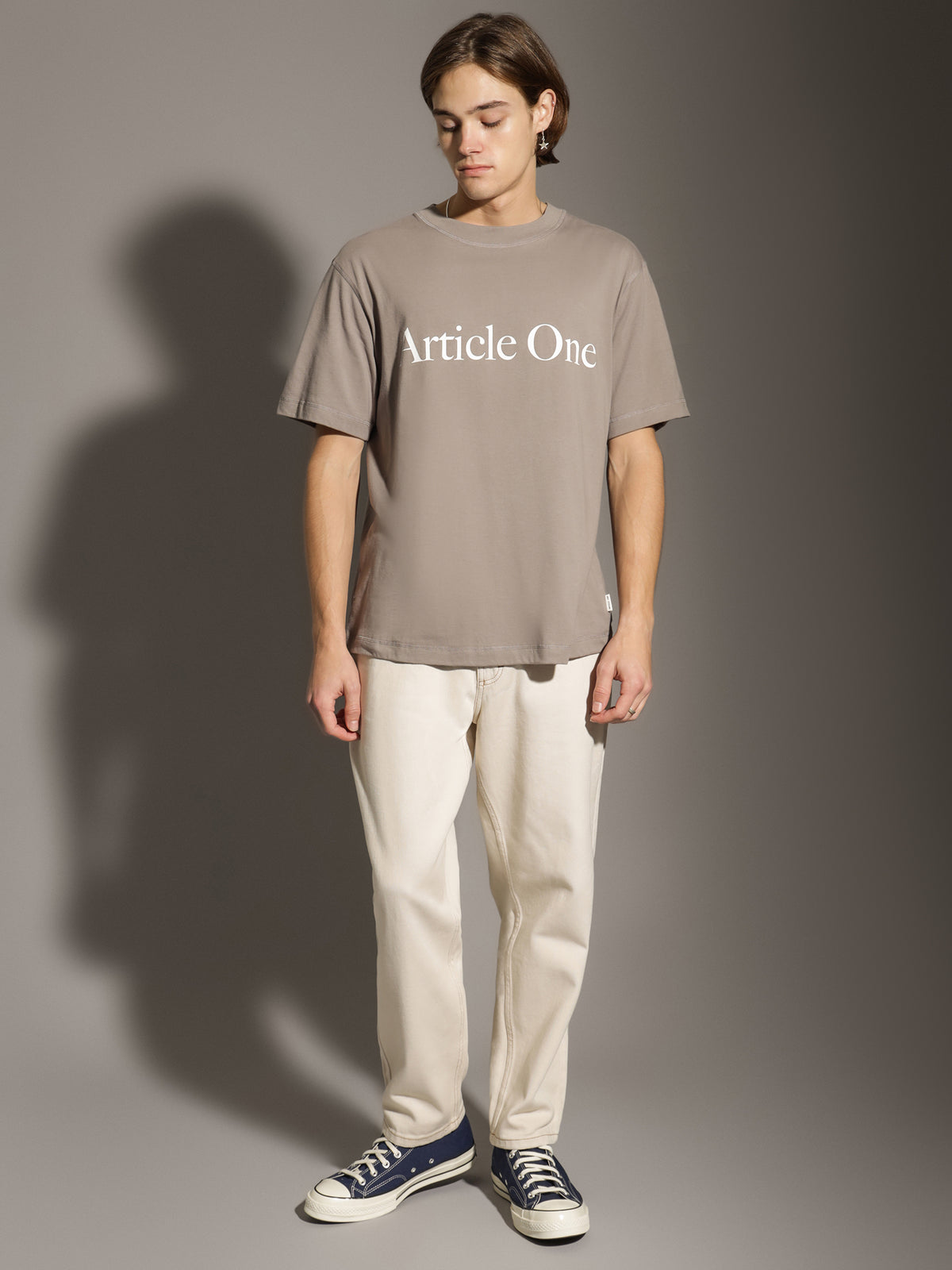 Article One Serif Logo T-Shirt in Pumice Grey | Pumice