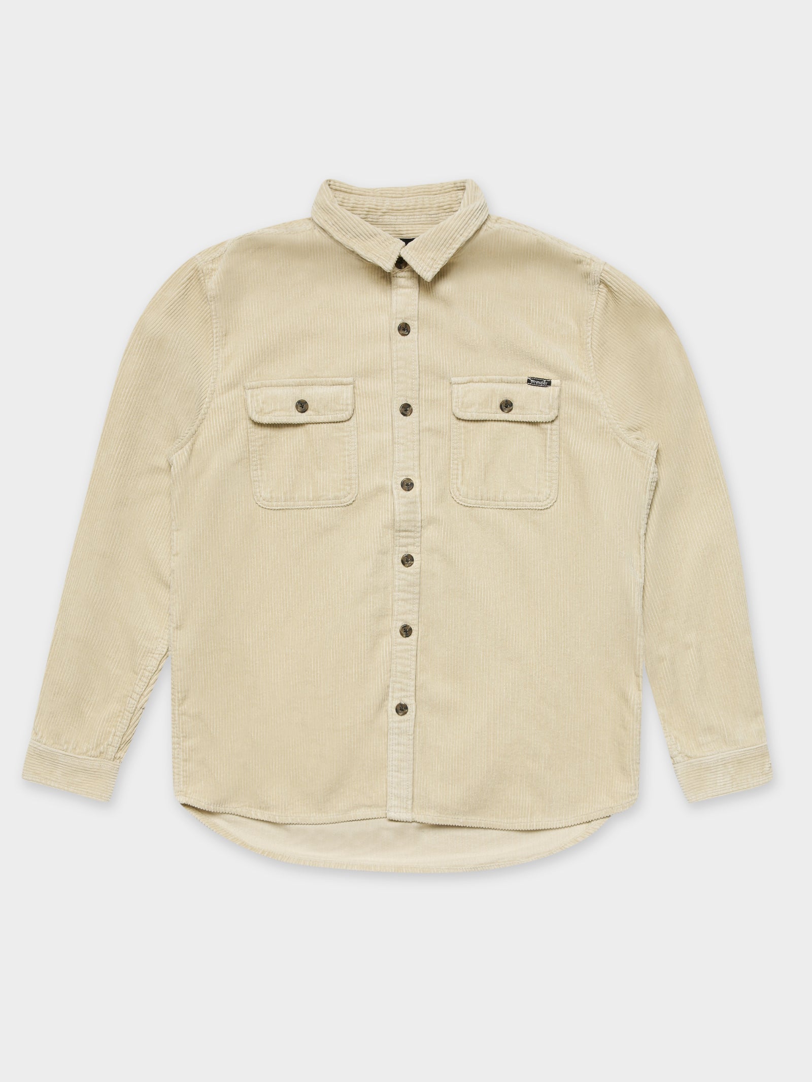 Parallels Long Sleeve Cord Shirt in Ecru Beige