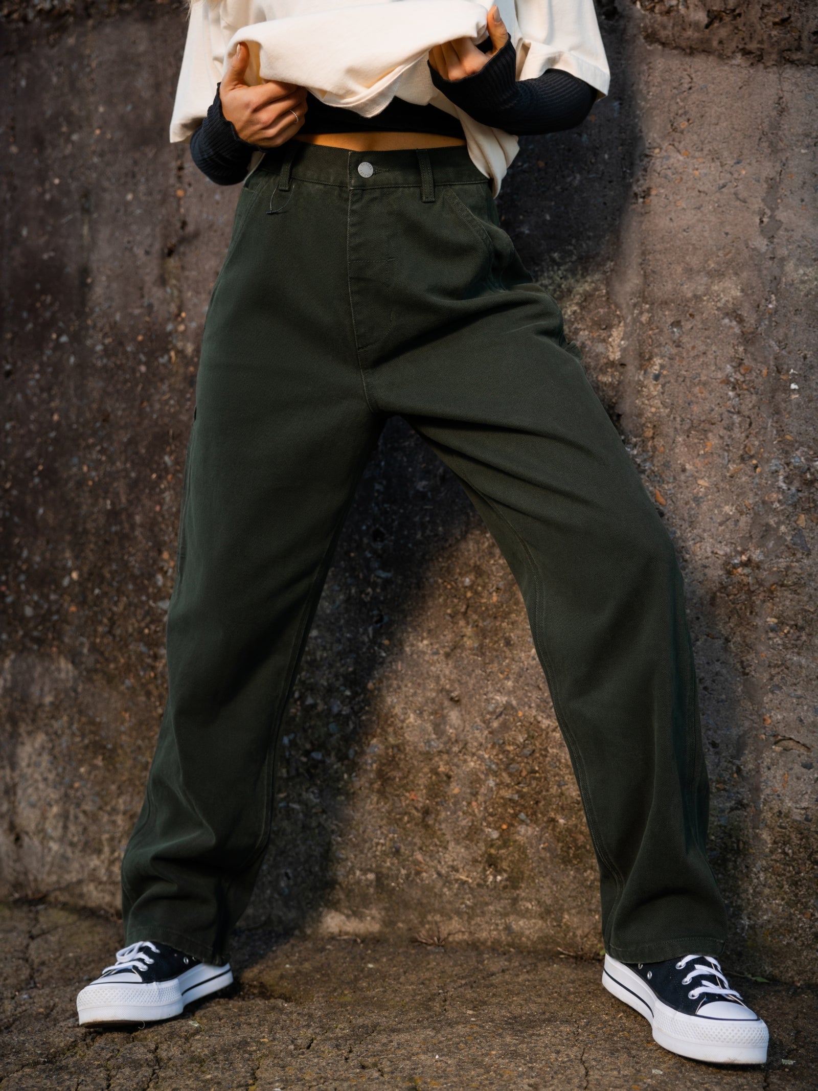 Carpenter Drill Pants in Oil Green