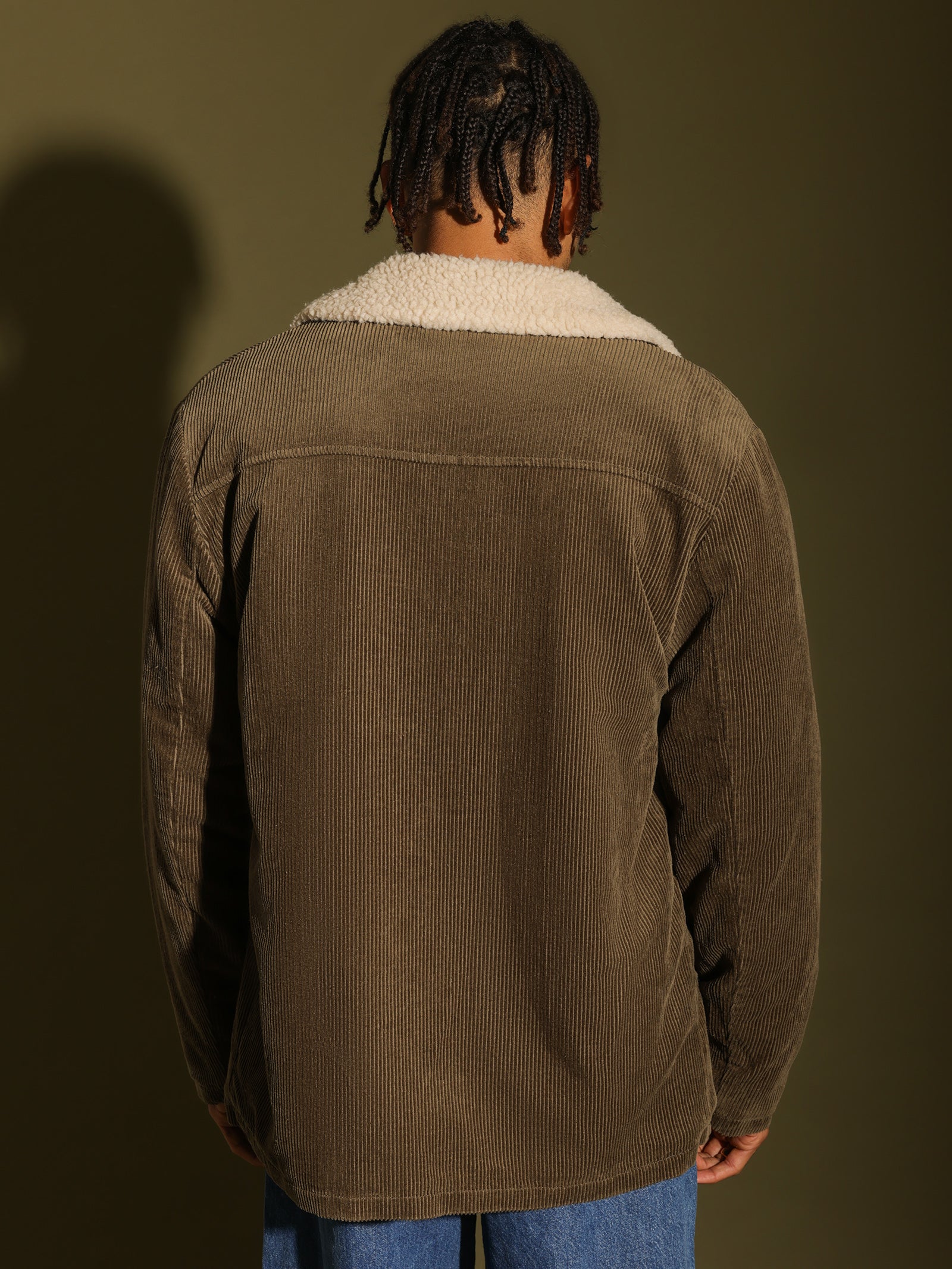 Bakers Sherpa Coat in Olive Cord