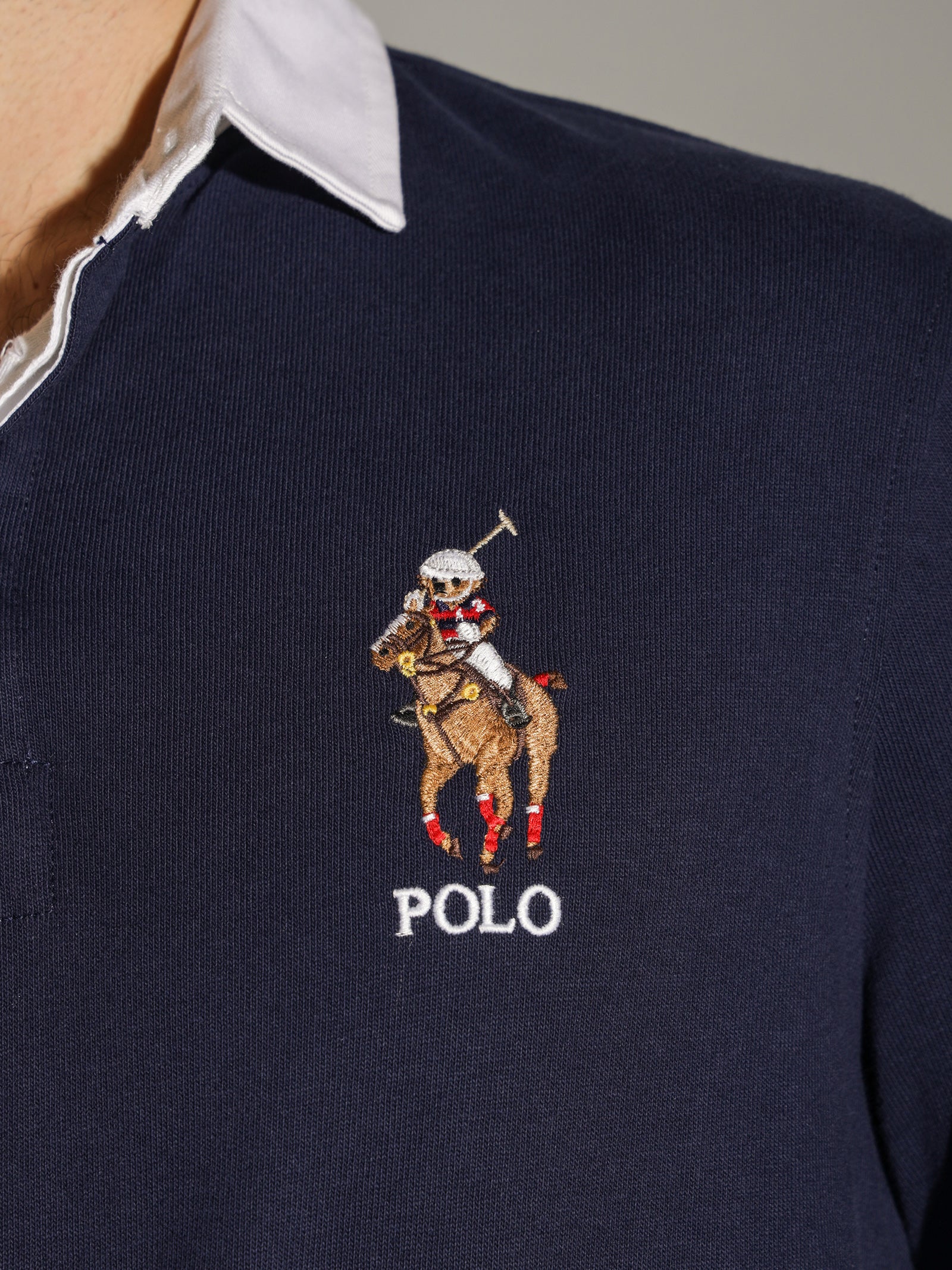 Polo Bear and Big Pony Rugby Shirt in Navy