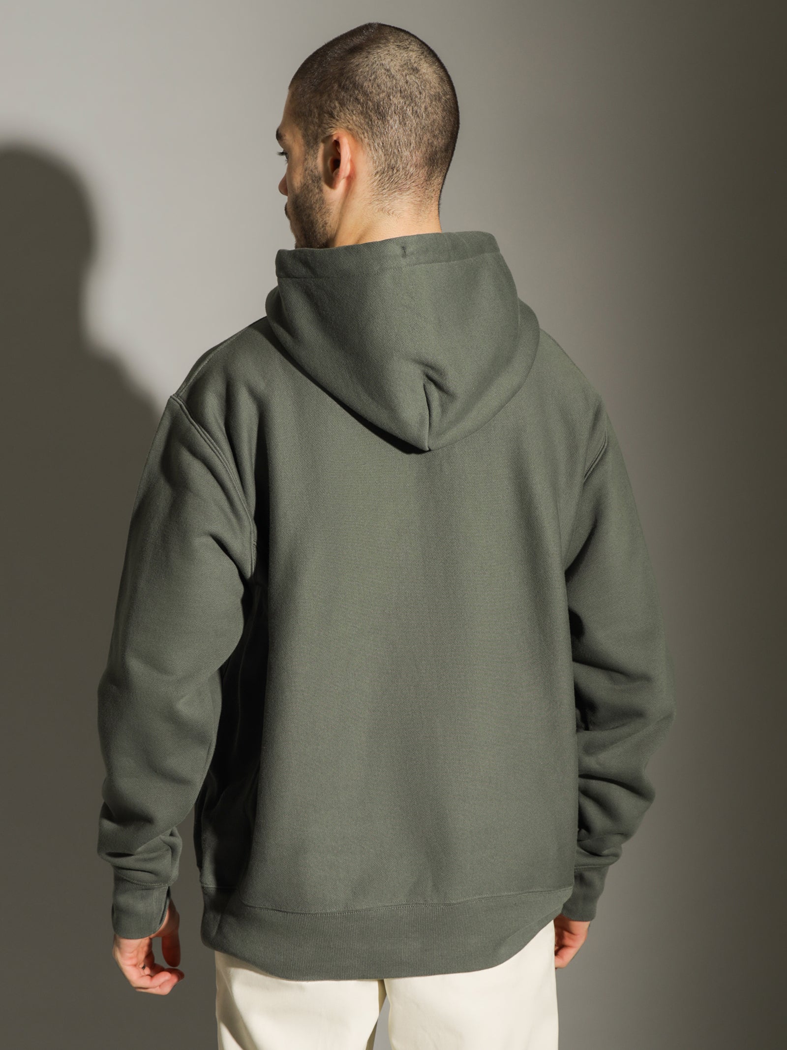 Reverse Weave Hoodie in Ground Green