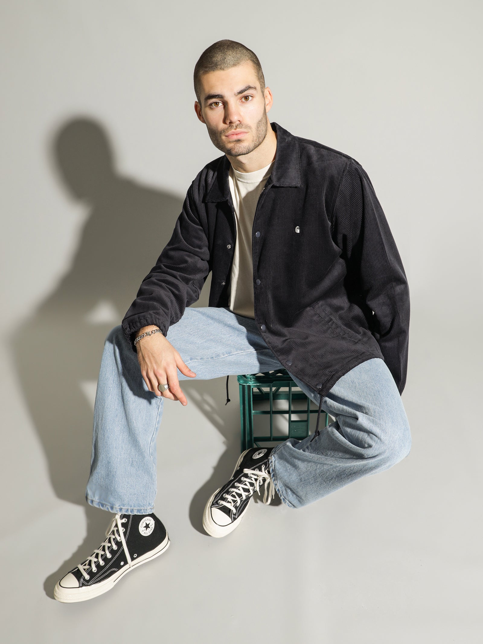 Corduroy Coach Jacket in Navy