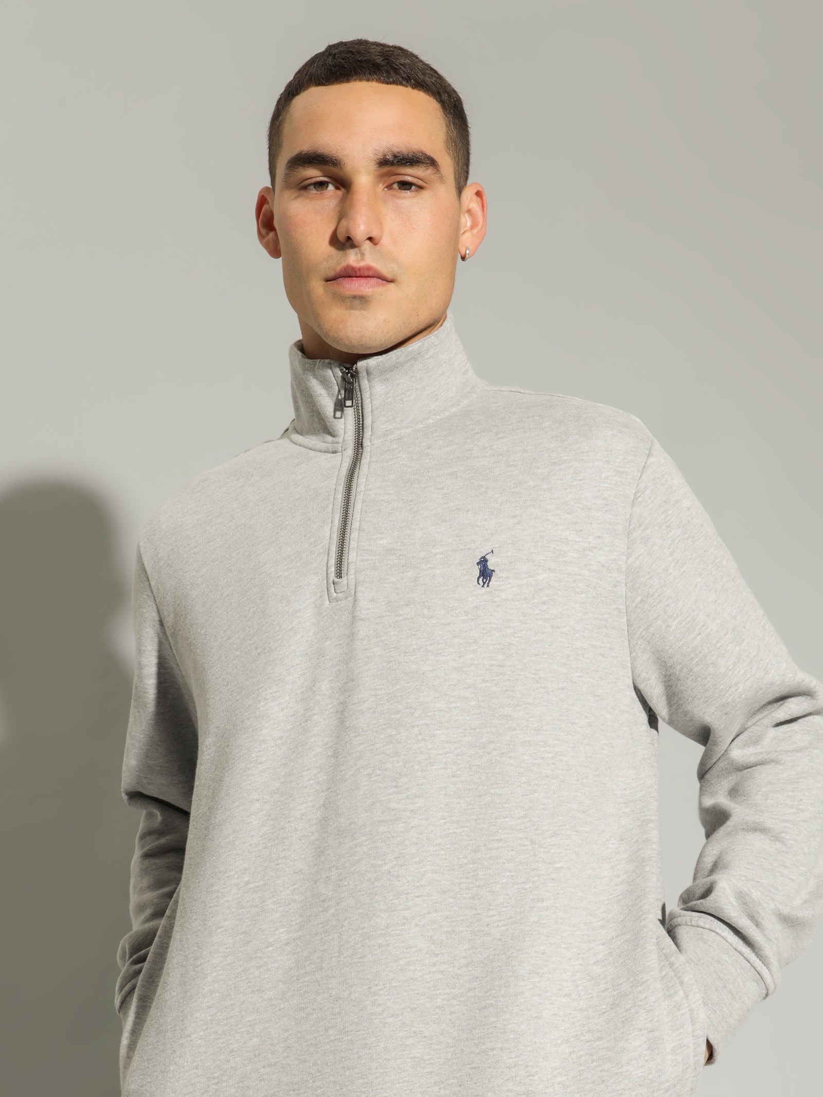 Vintage Zip Quarter Zip Sweat in Andover Heather