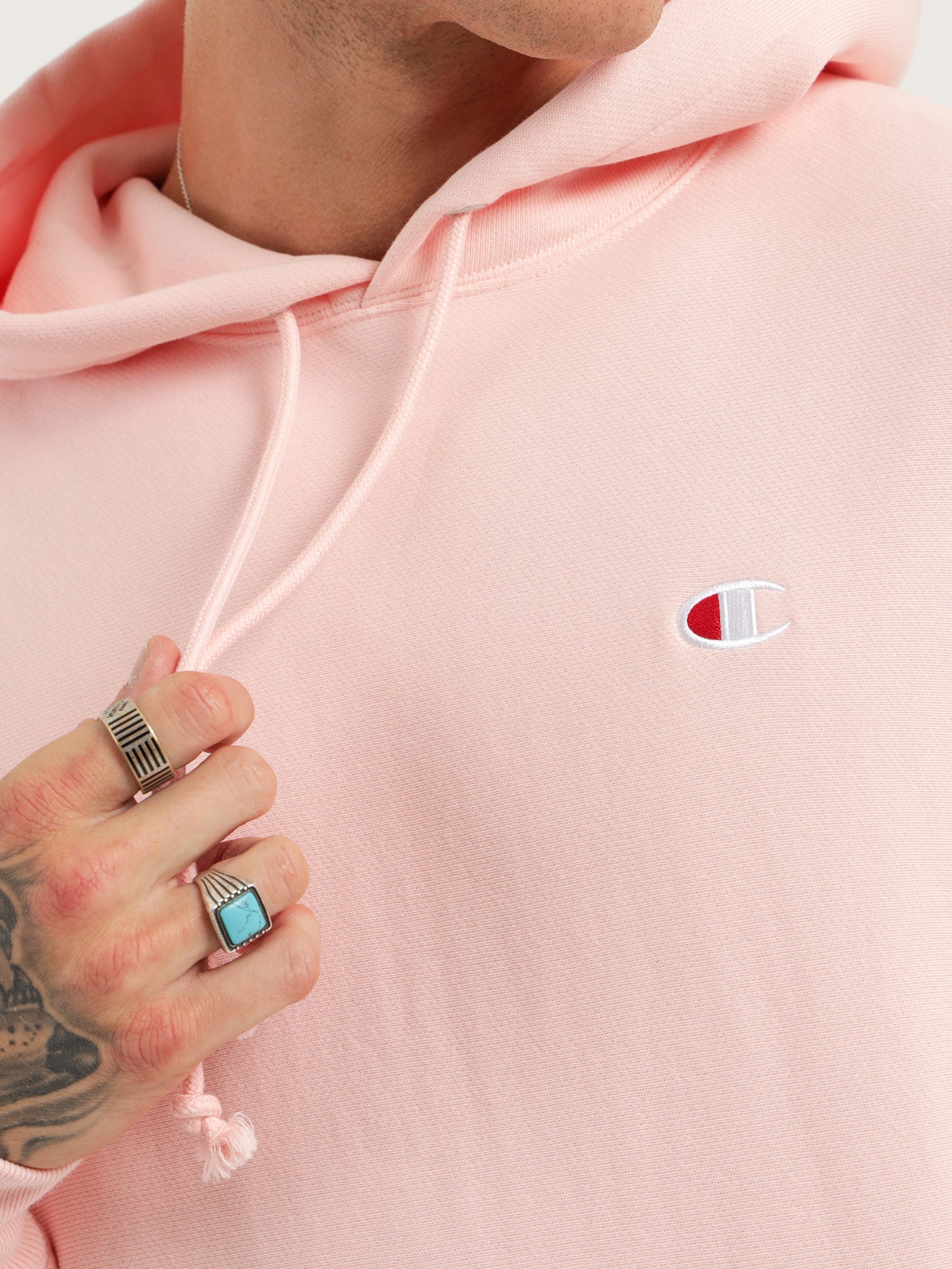 Reverse Weave C Logo Hoodie in Primer Pink