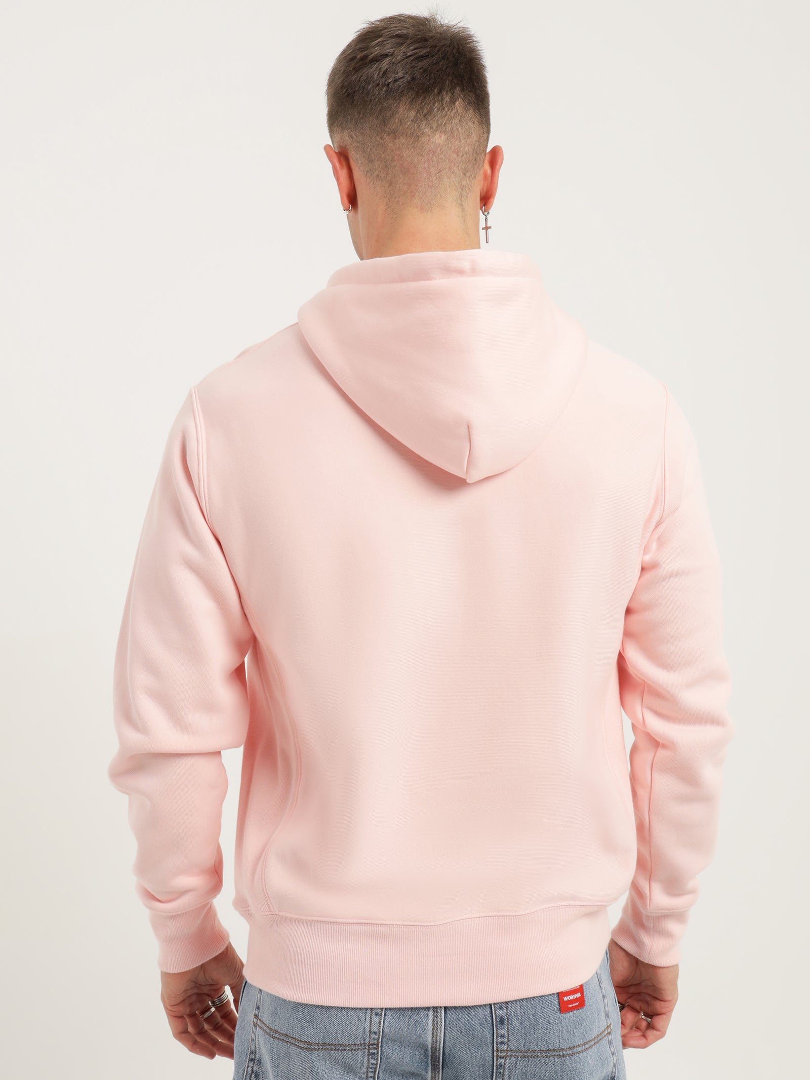 Reverse Weave C Logo Hoodie in Primer Pink