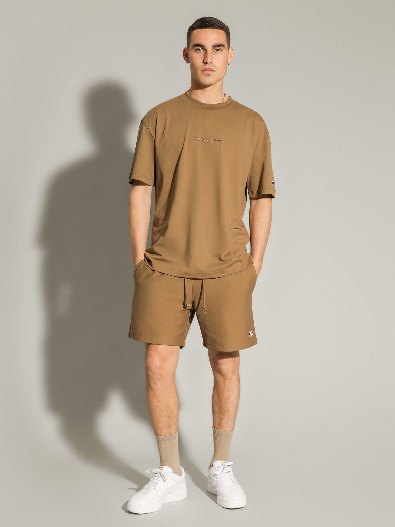 Reverse Weave Terry Shorts in Moway Brown