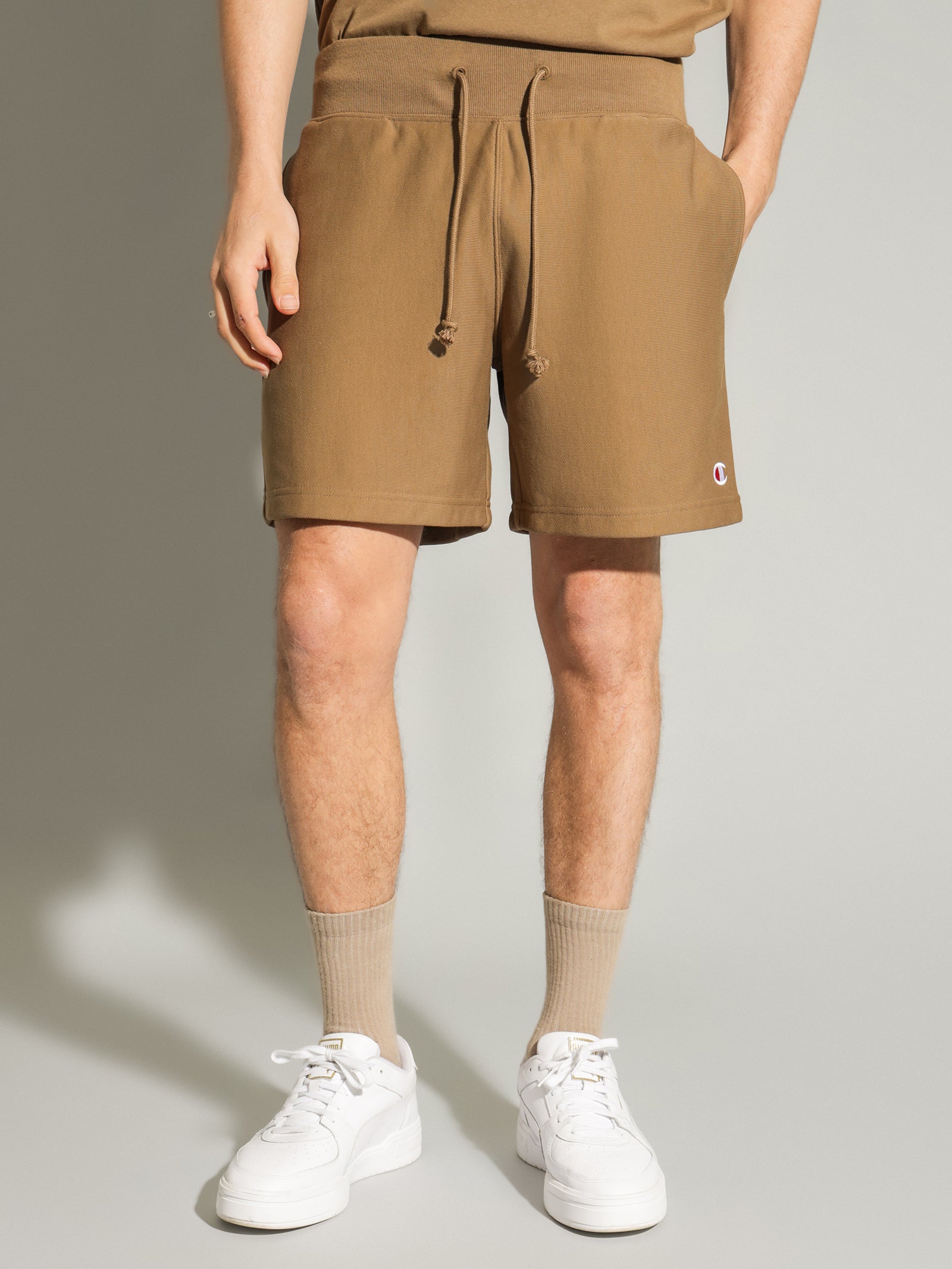 Reverse Weave Terry Shorts in Moway Brown