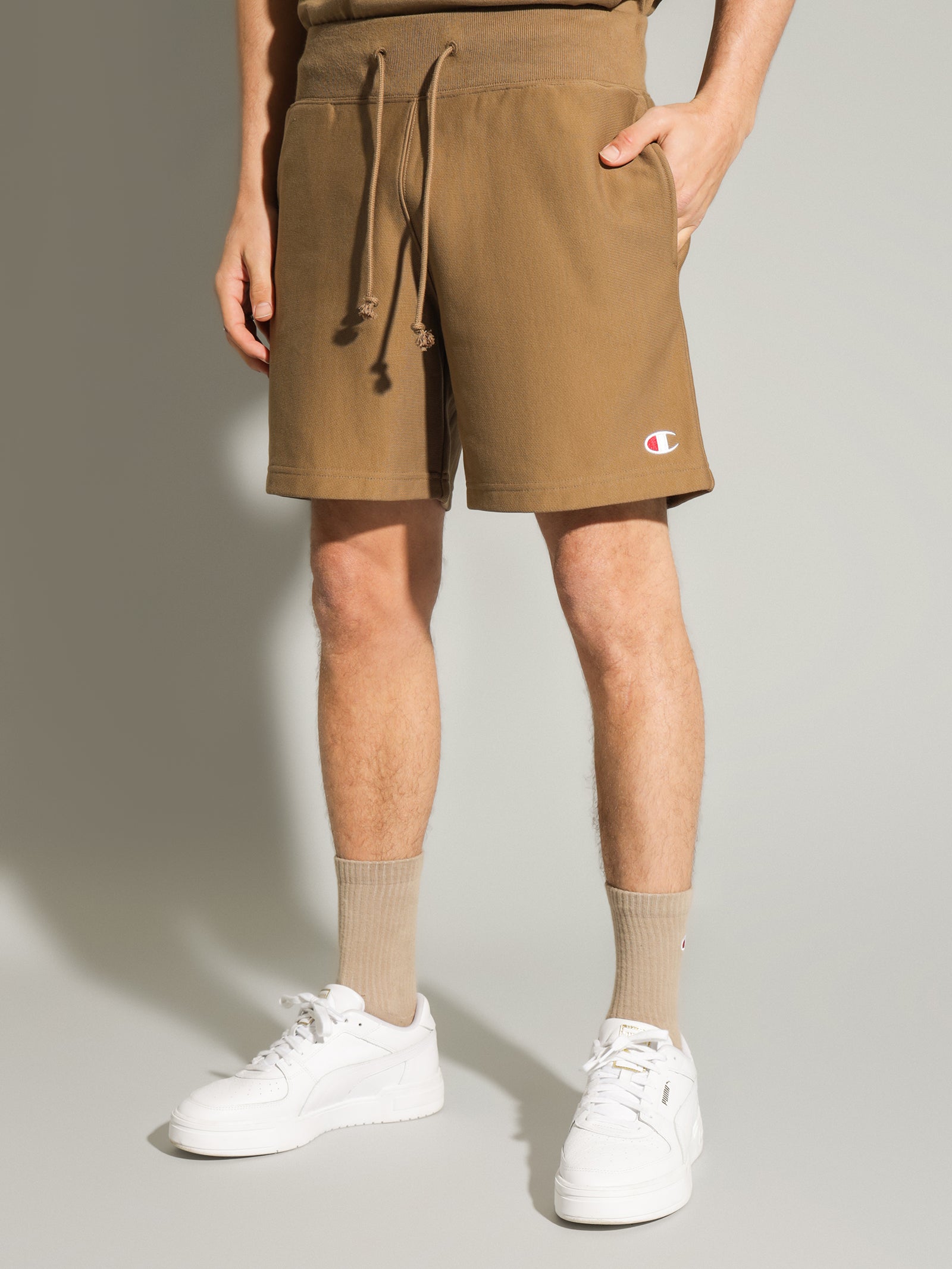 Reverse Weave Terry Shorts in Moway Brown