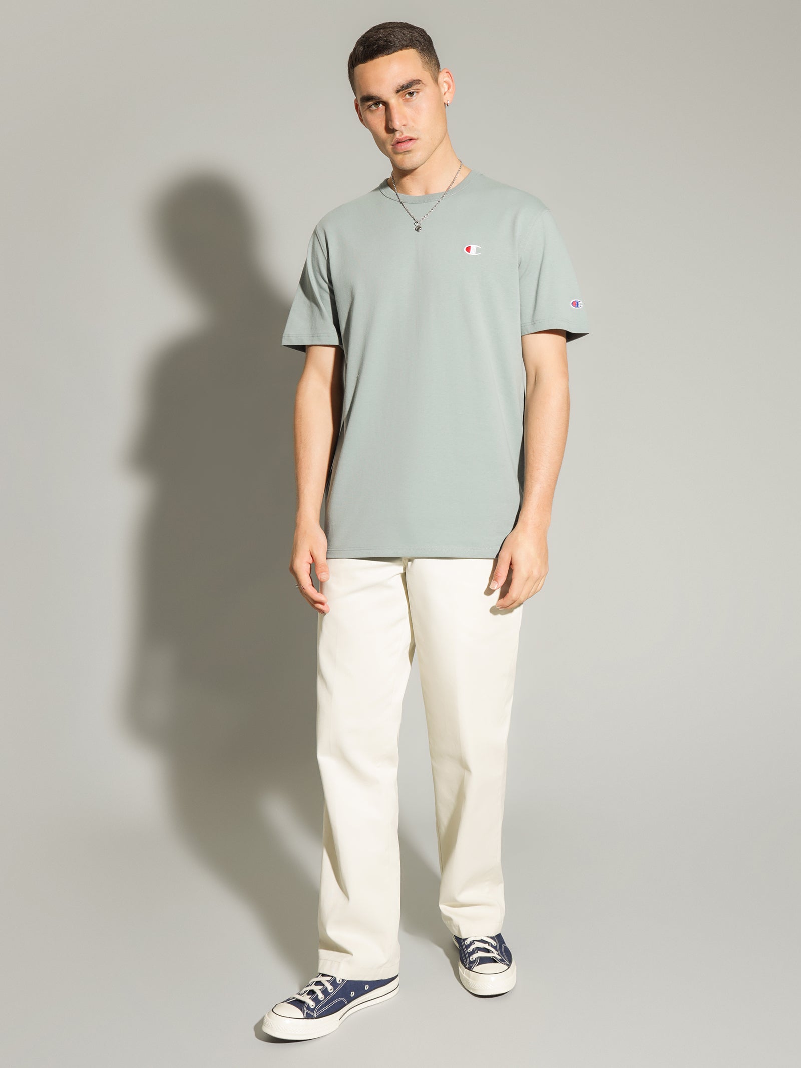 Heritage C Logo T-Shirt in Sage Shimmer Green