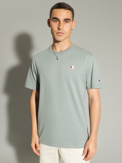 Heritage C Logo T-Shirt in Sage Shimmer Green