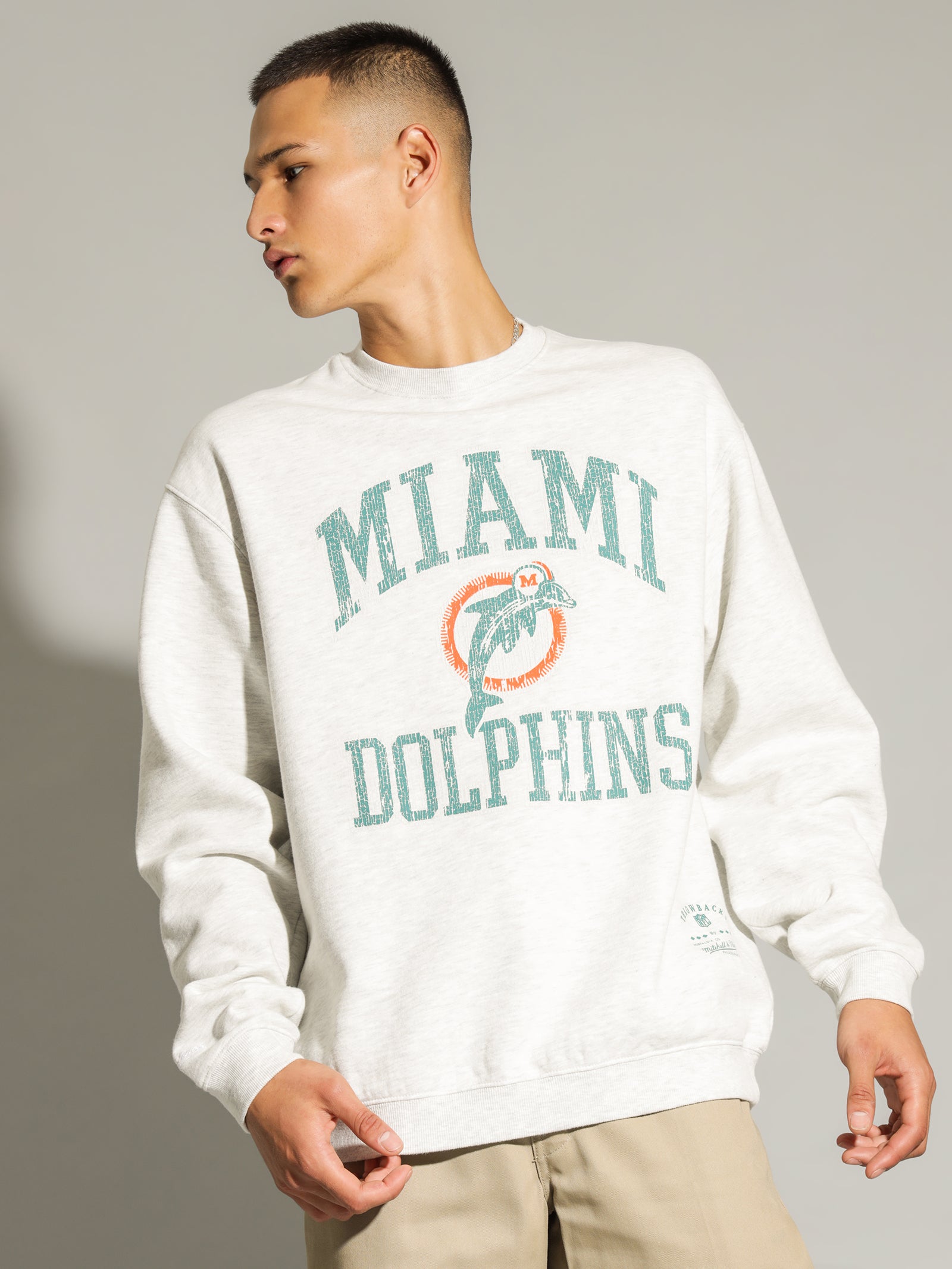 Miami Dolphins Fade Vintage Crewneck Jumper – Basketball Jersey World