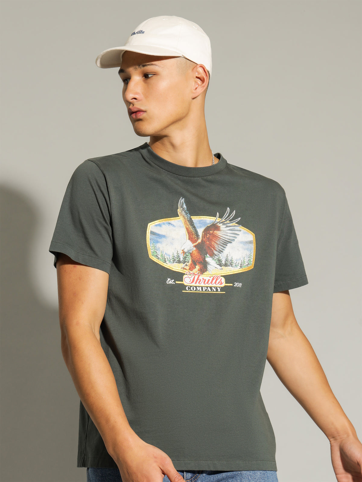 Thrills Cassidy Merch Fit T-Shirt in Deep Forest | Forest