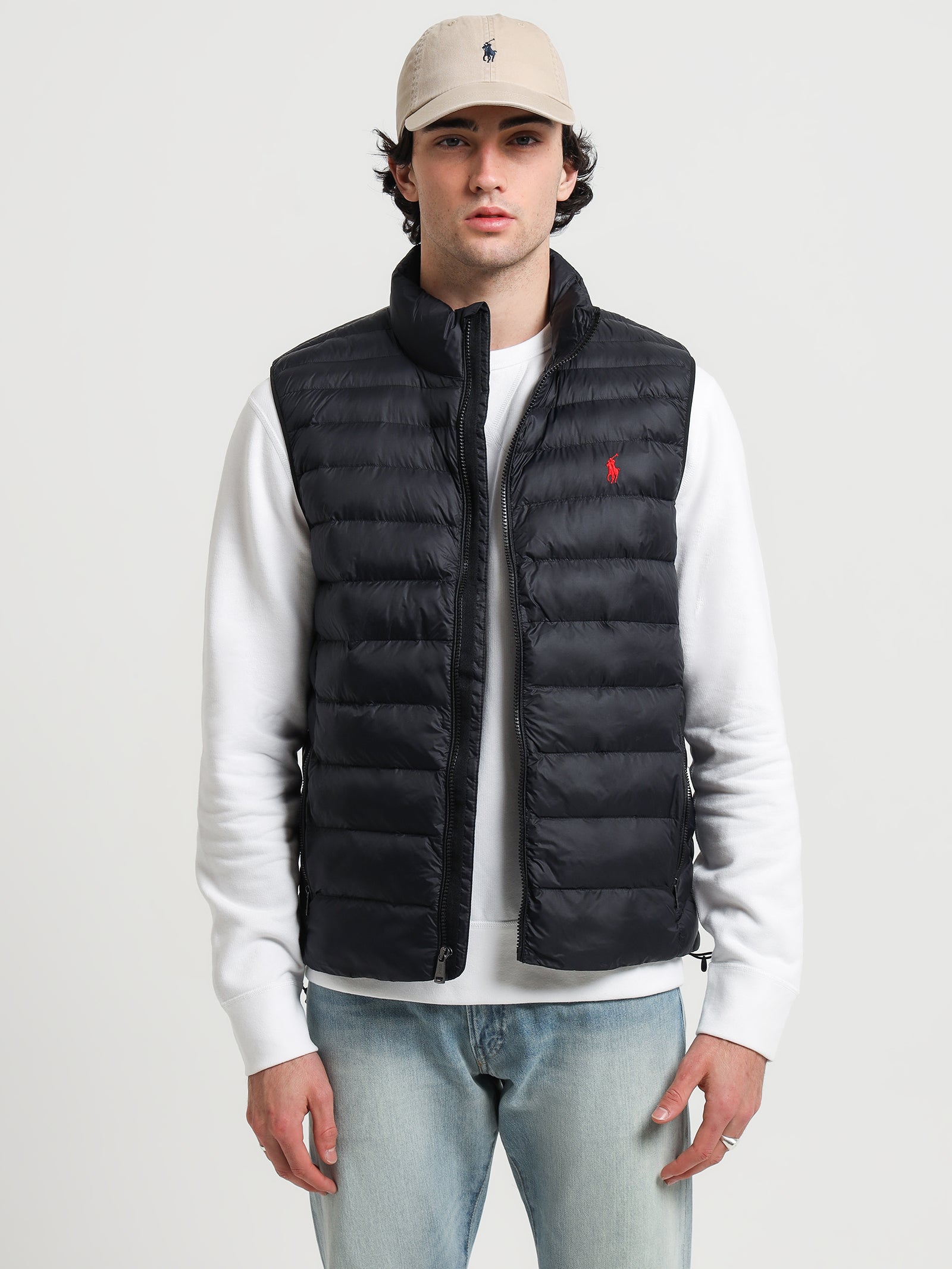 Recycled Lightweight Down Vest in Black