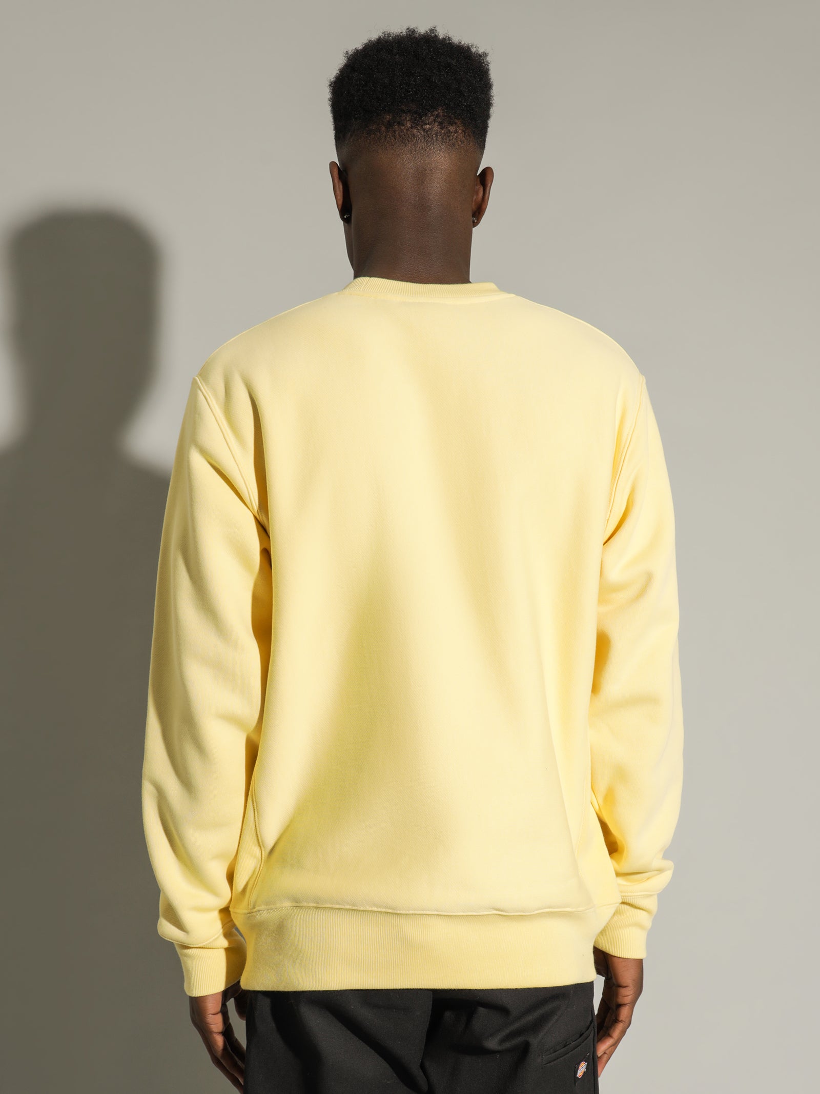 Reverse Weave 2K Logo Crew in Buttered Popcorn Yellow