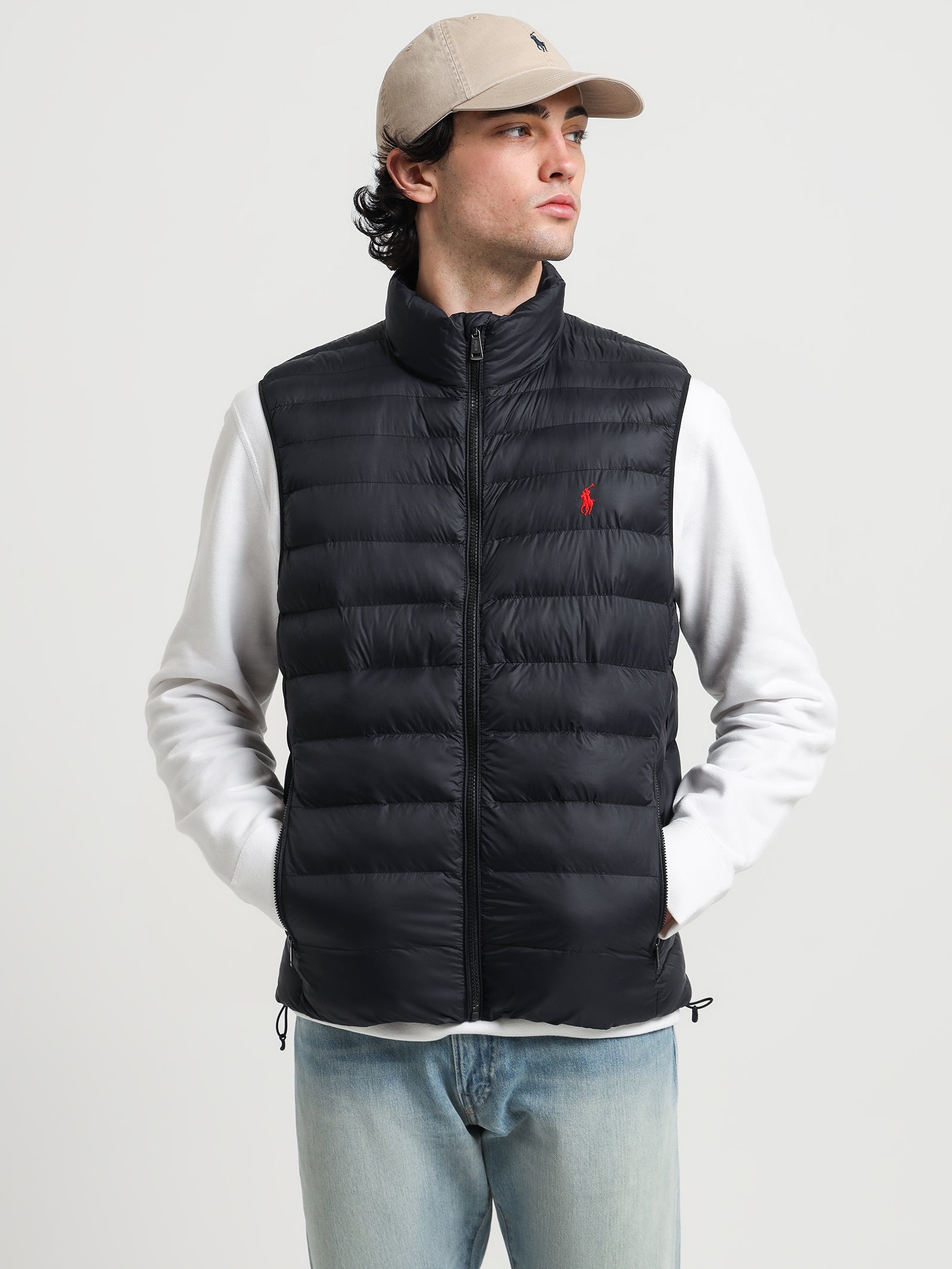 Recycled Lightweight Down Vest in Black