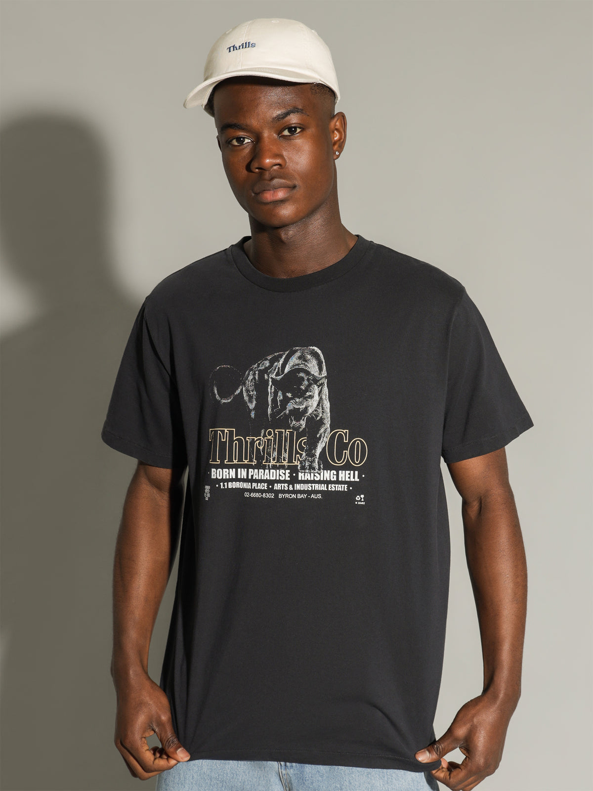 Thrills Stalker Merch Fit T-Shirt in Twilight Black | Black