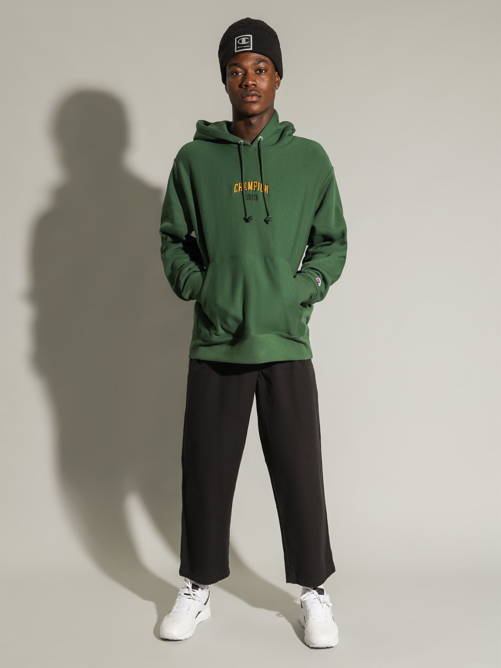 Champion Reverse Weave Hoodie in Dark Green Dark green Glue Store