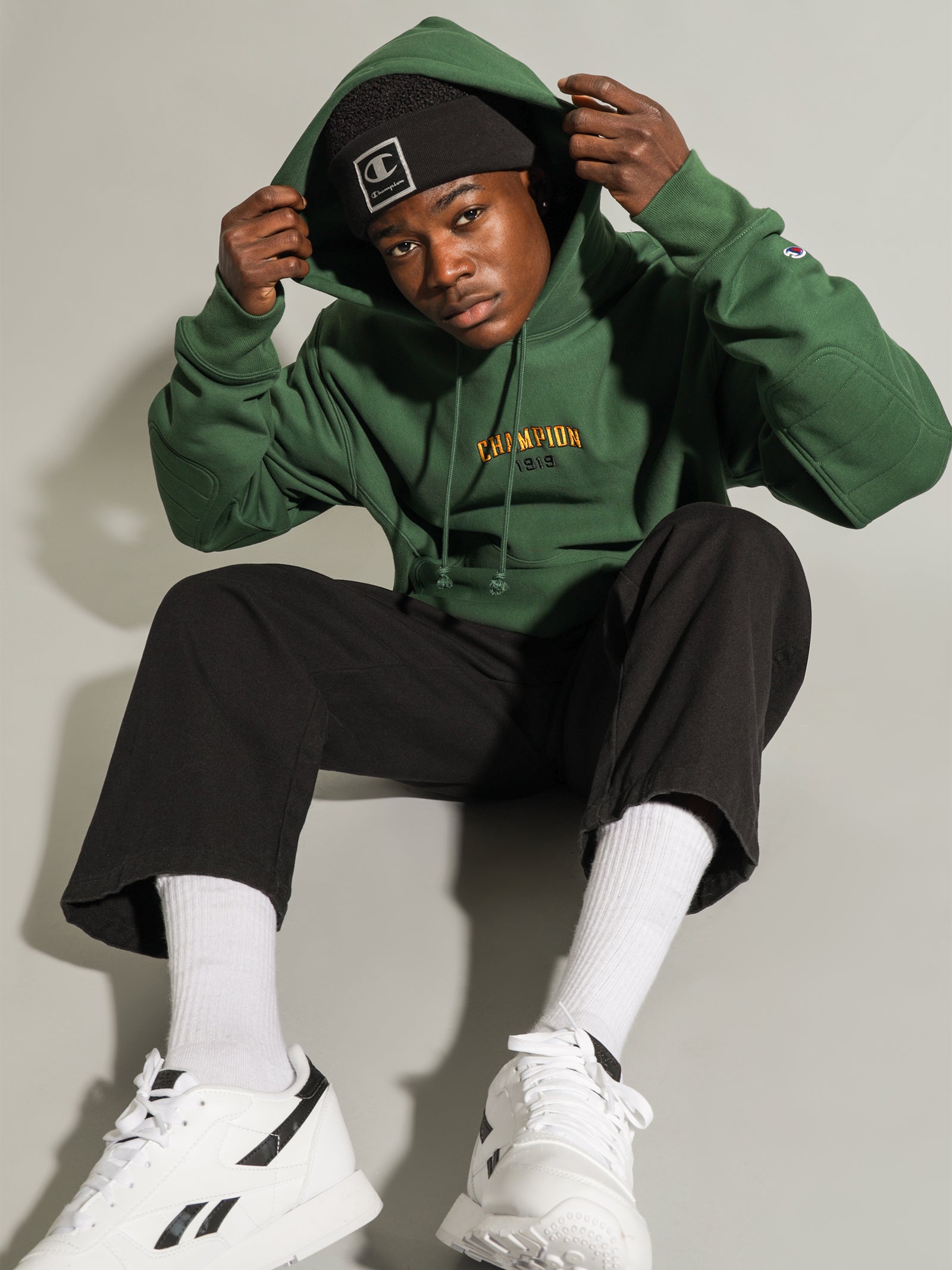 Champion green hoodie mens sale