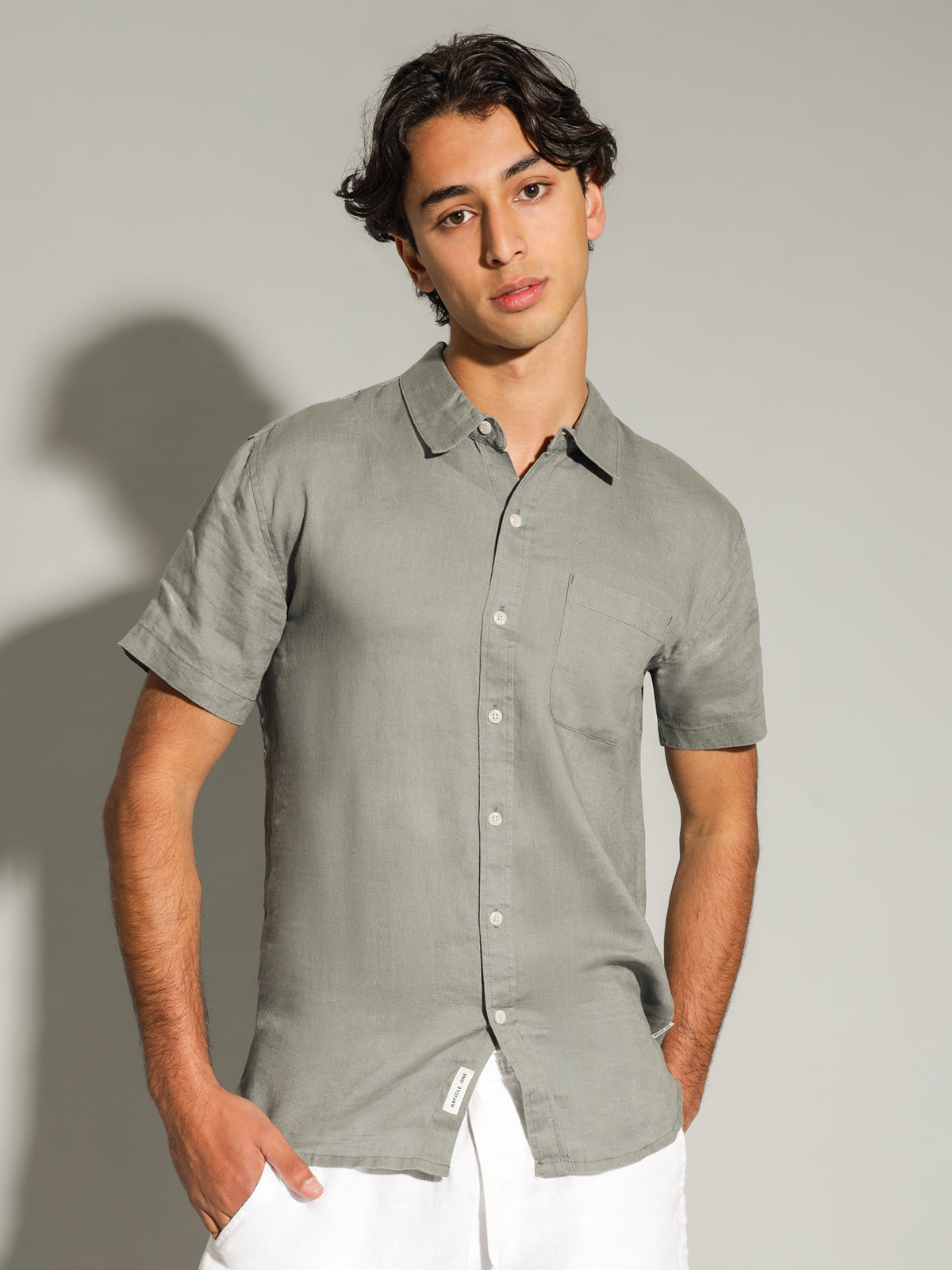 Article One Nero Linen Shirt in Moss | Moss