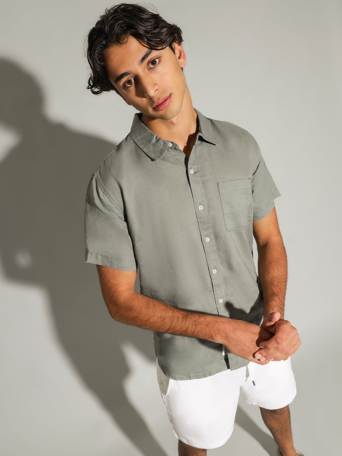 Article One Nero Linen Shirt in Moss | Moss