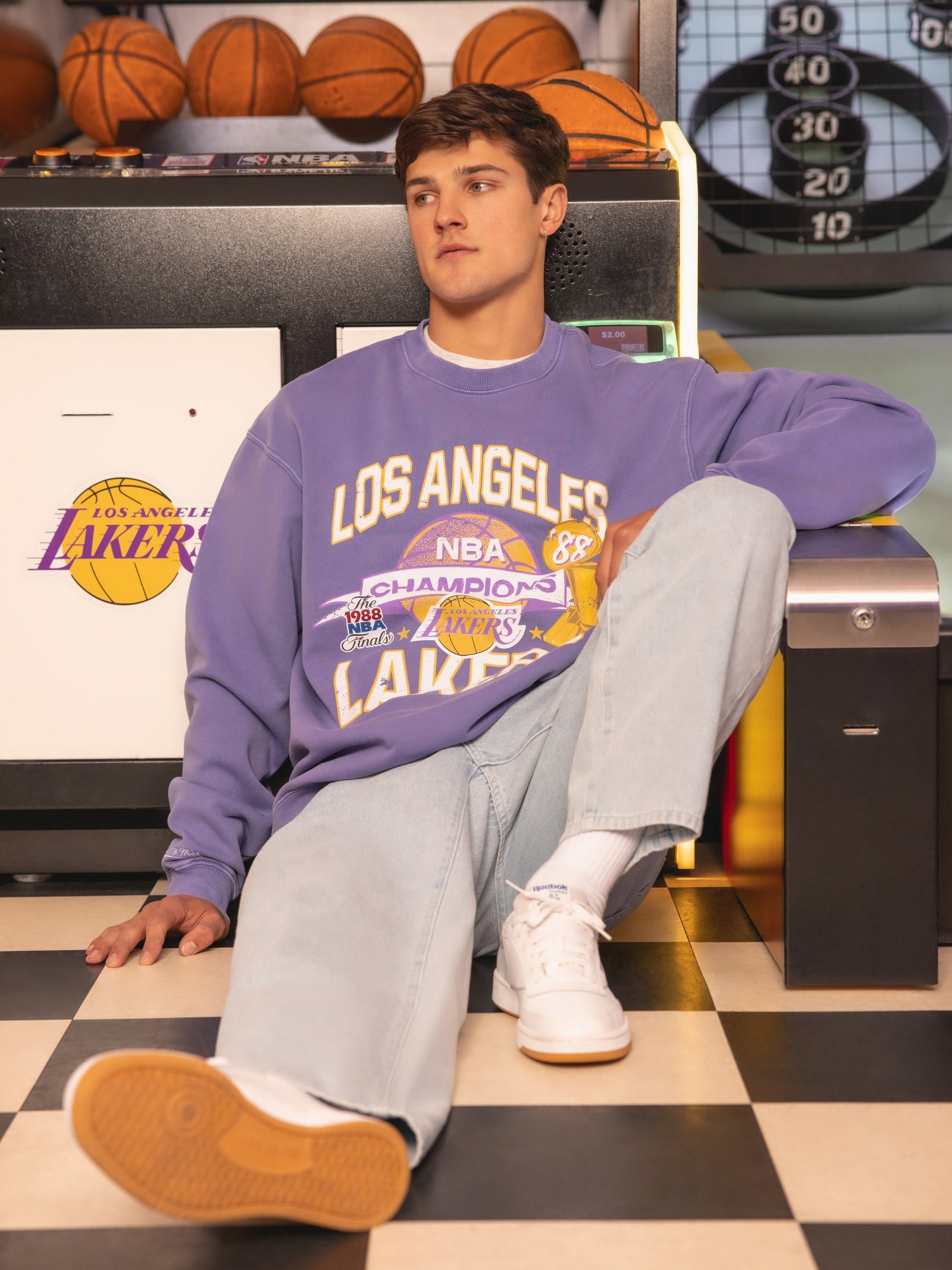 LA Lakers Hoop Crew Sweat in Faded Purple - Glue Store