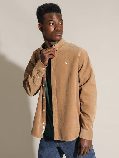 Madison Fine Cord Shirt in Tan