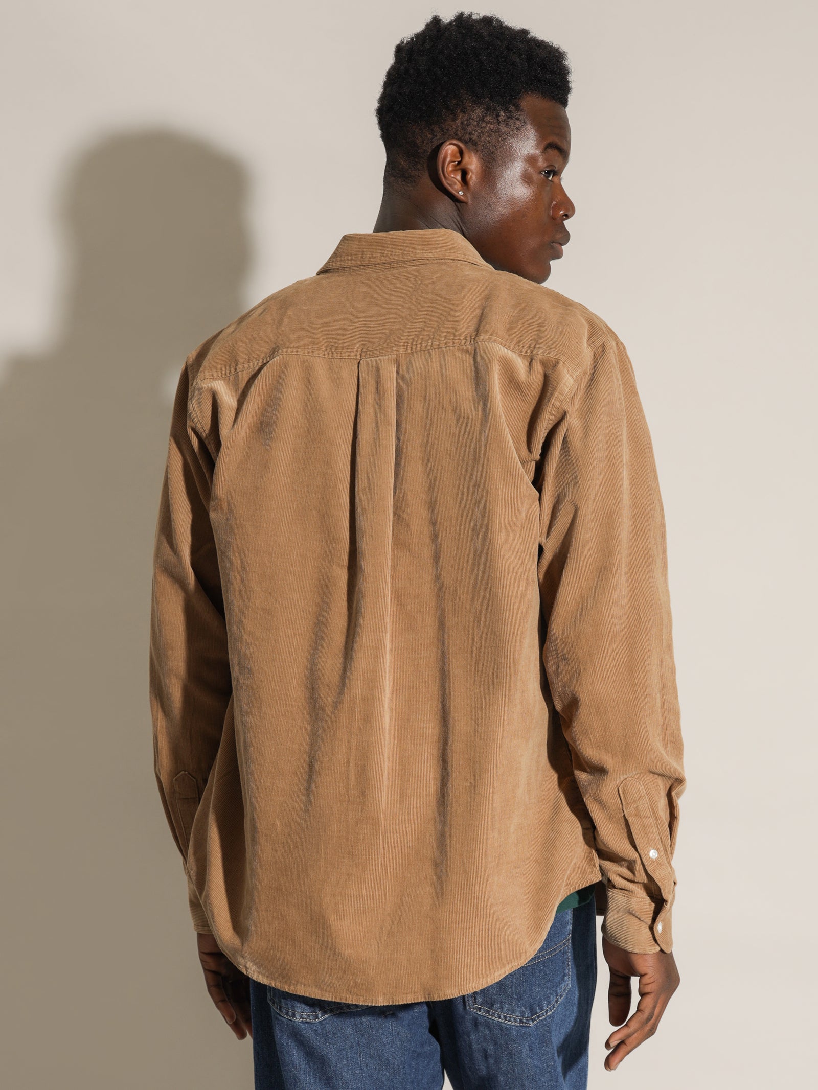 Madison Fine Cord Shirt in Tan