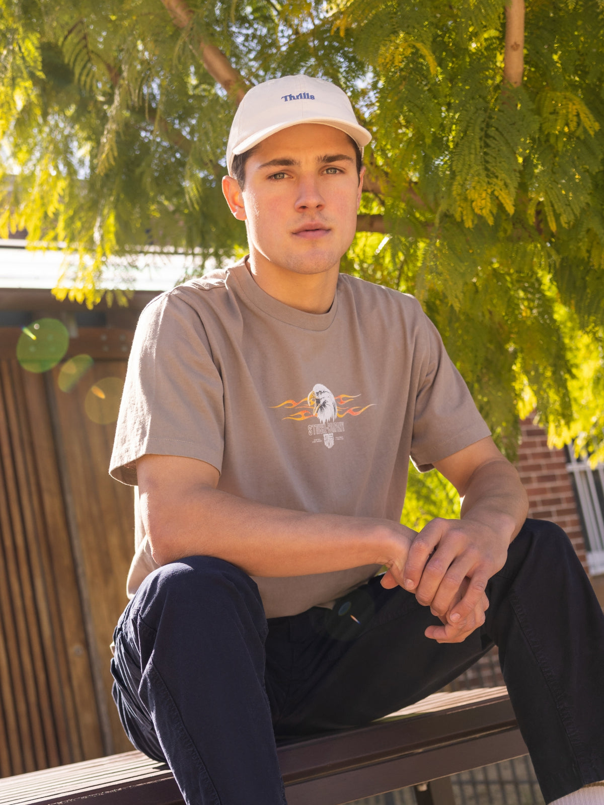 Thrills Blaze Merch Fit T-Shirt in Desert | Desert