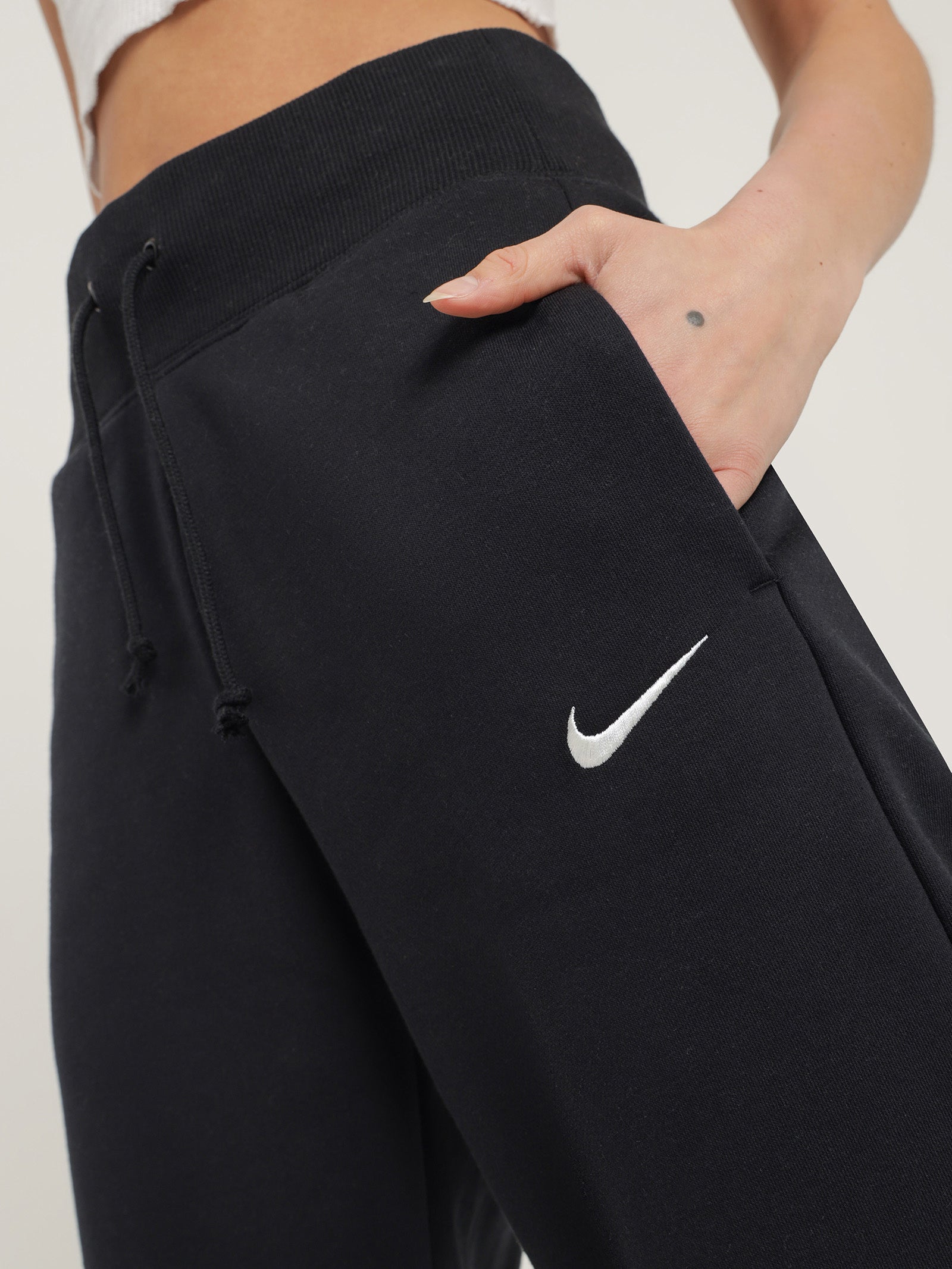 Nike WMNS Phoenix Fleece High-Rise Wide-Leg Pants Black