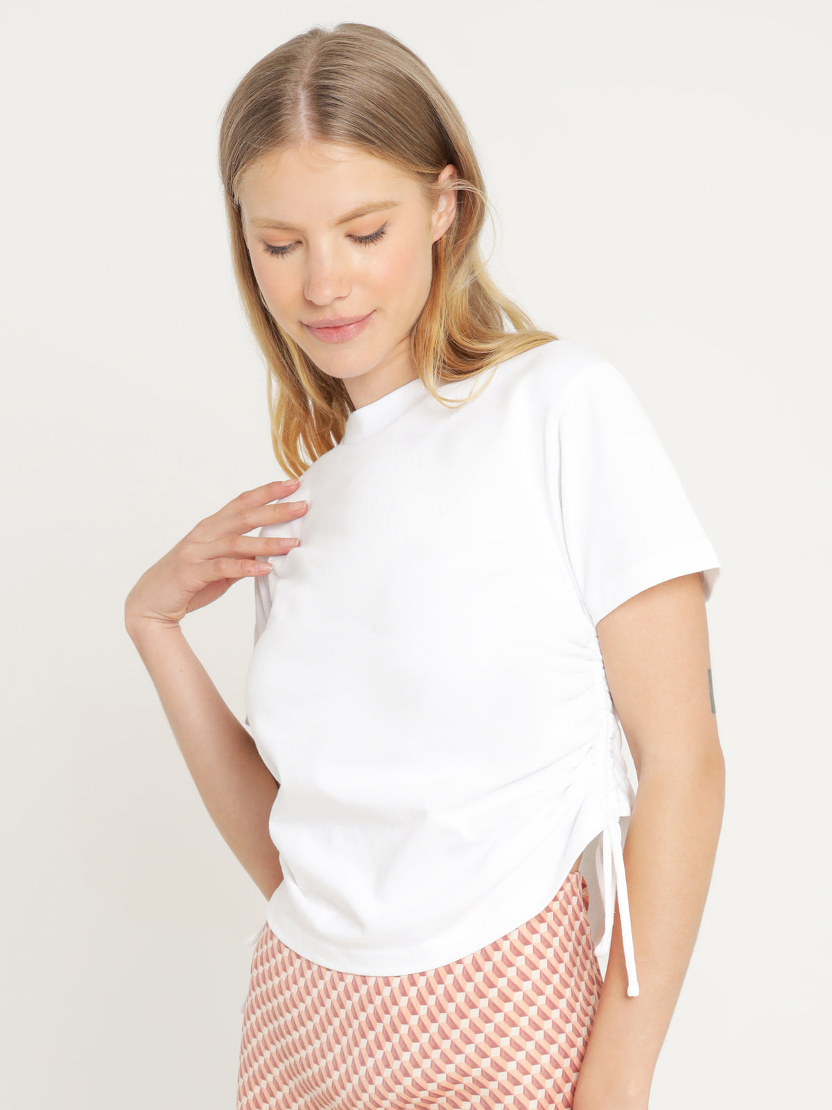 Nude Lucy Milo Drawstring T-Shirt in White | White