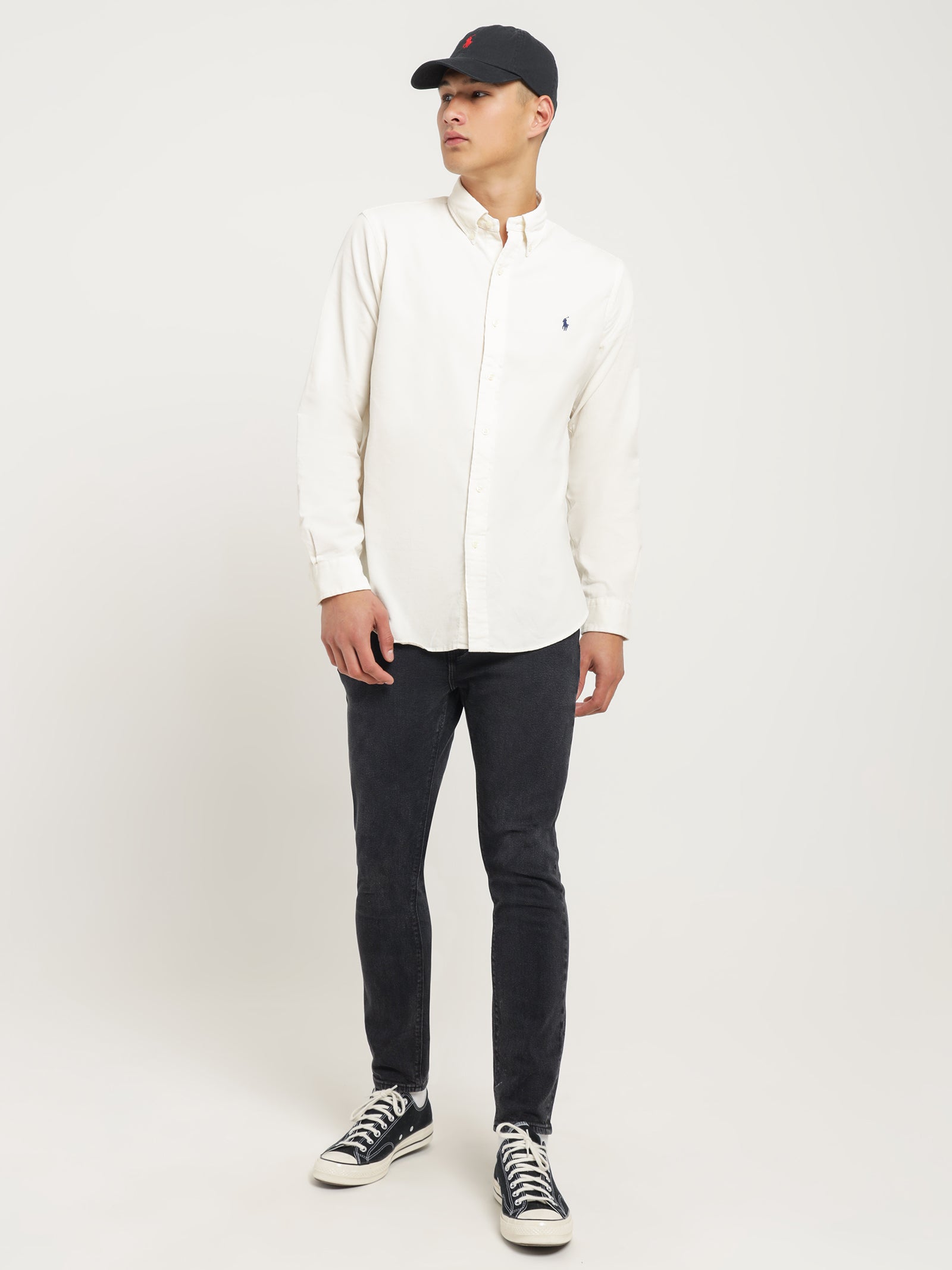 Polo Corduroy Long Sleeve Shirt in Light Cream