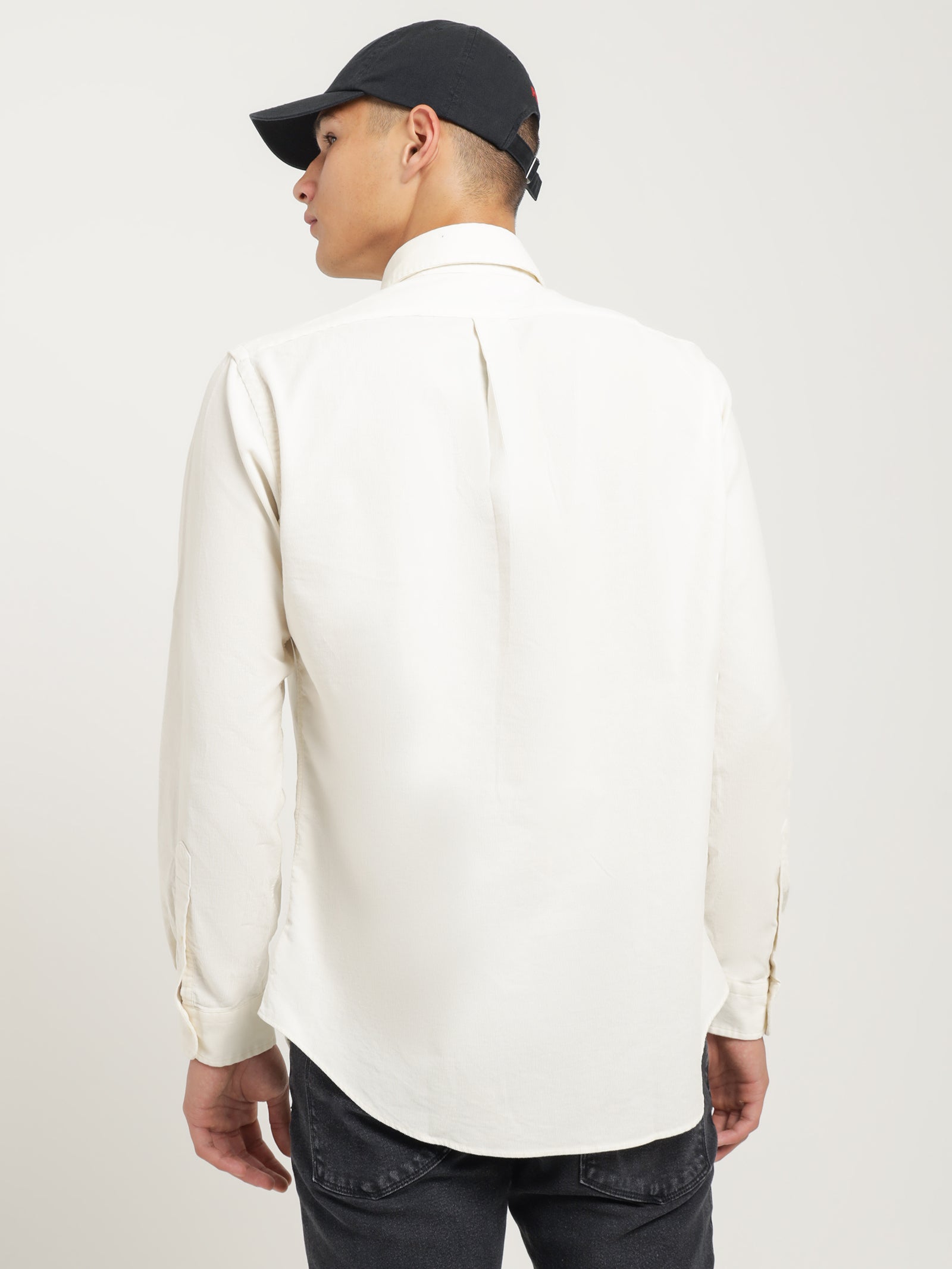 Polo Corduroy Long Sleeve Shirt in Light Cream