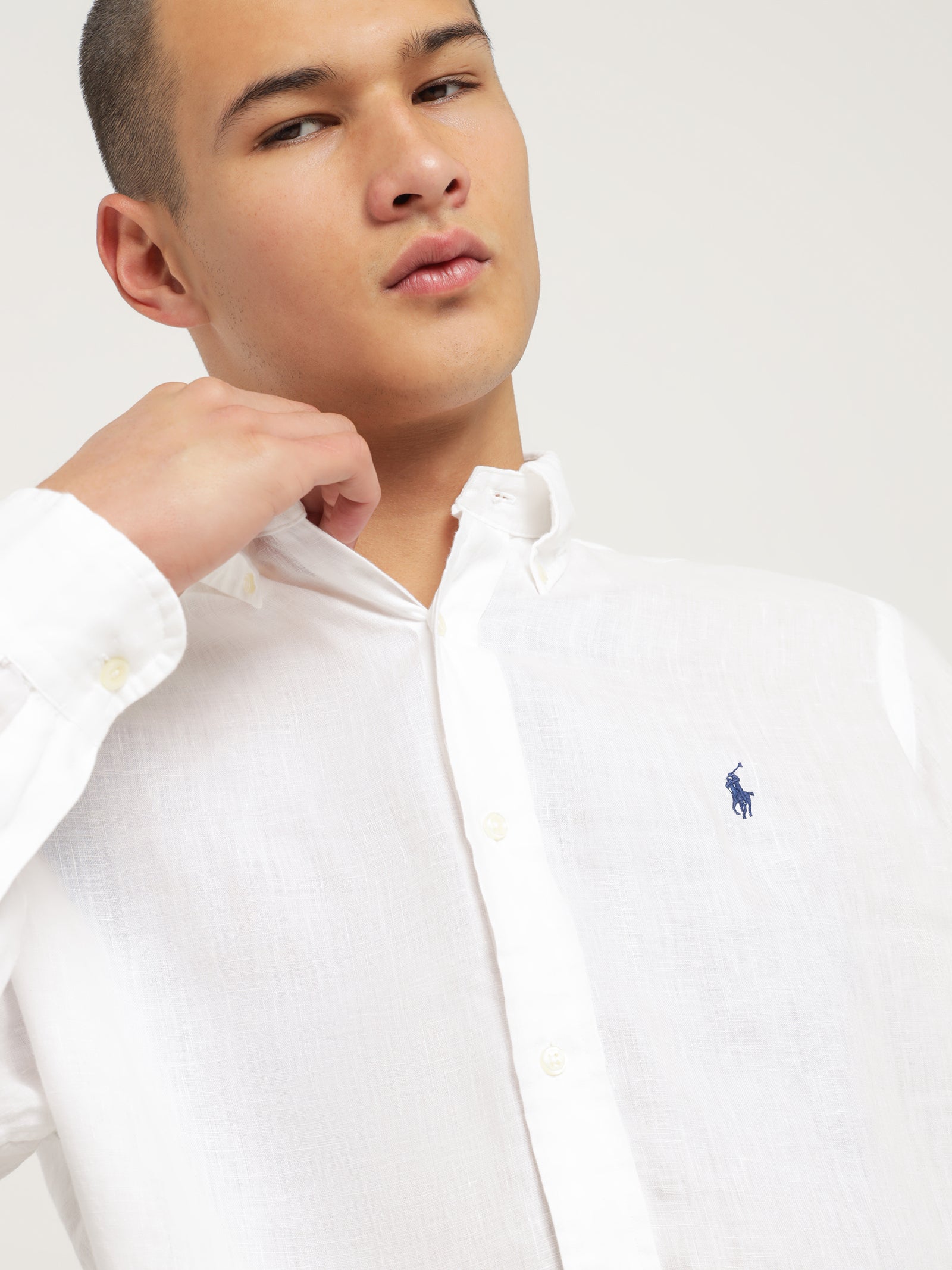 Long Sleeve Linen Shirt in White