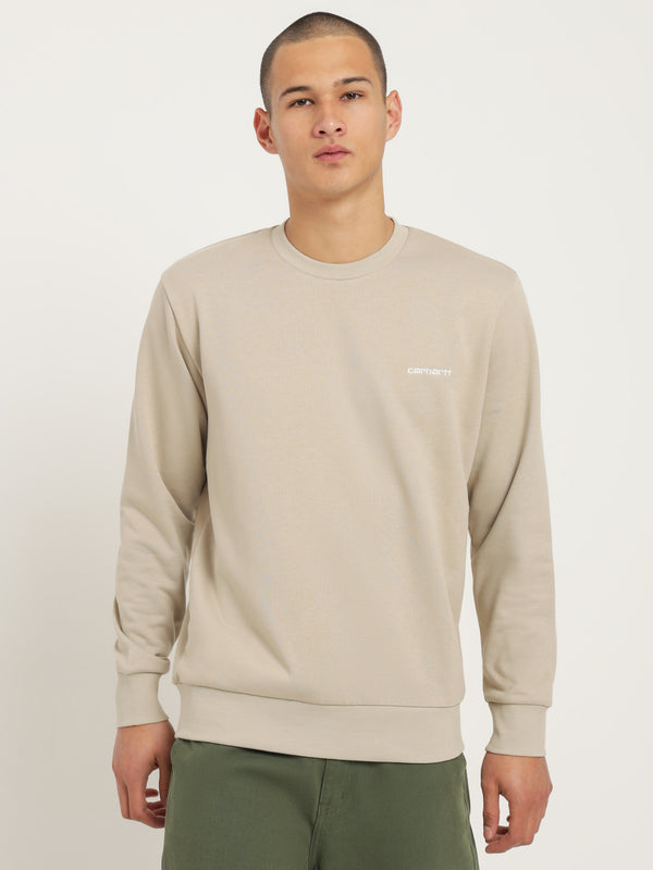 Carhartt wip Script Embroidery Sweatshirt in Beige | Glue Store