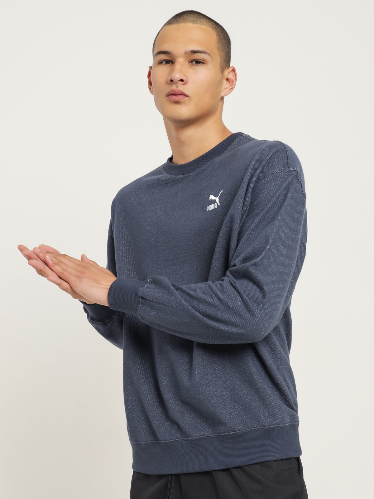 Puma Classic Denim Crew Fleece in Indigo | Indigo