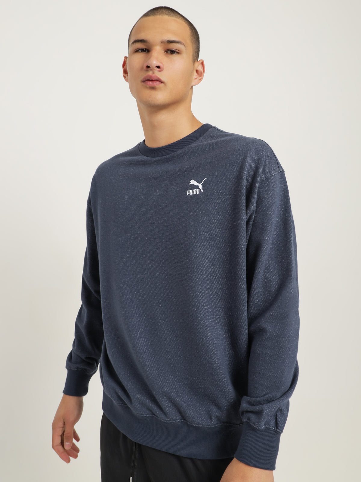 Puma Classic Denim Crew Fleece in Indigo | Indigo